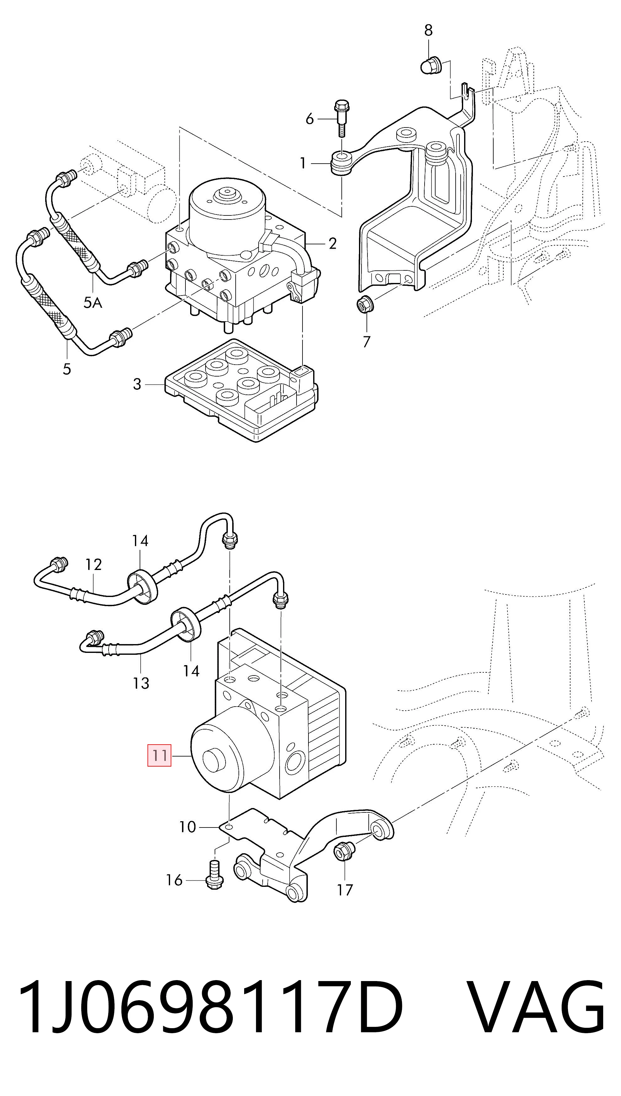 1J0698117D VAG Unidade hidráulico de controlo ABS