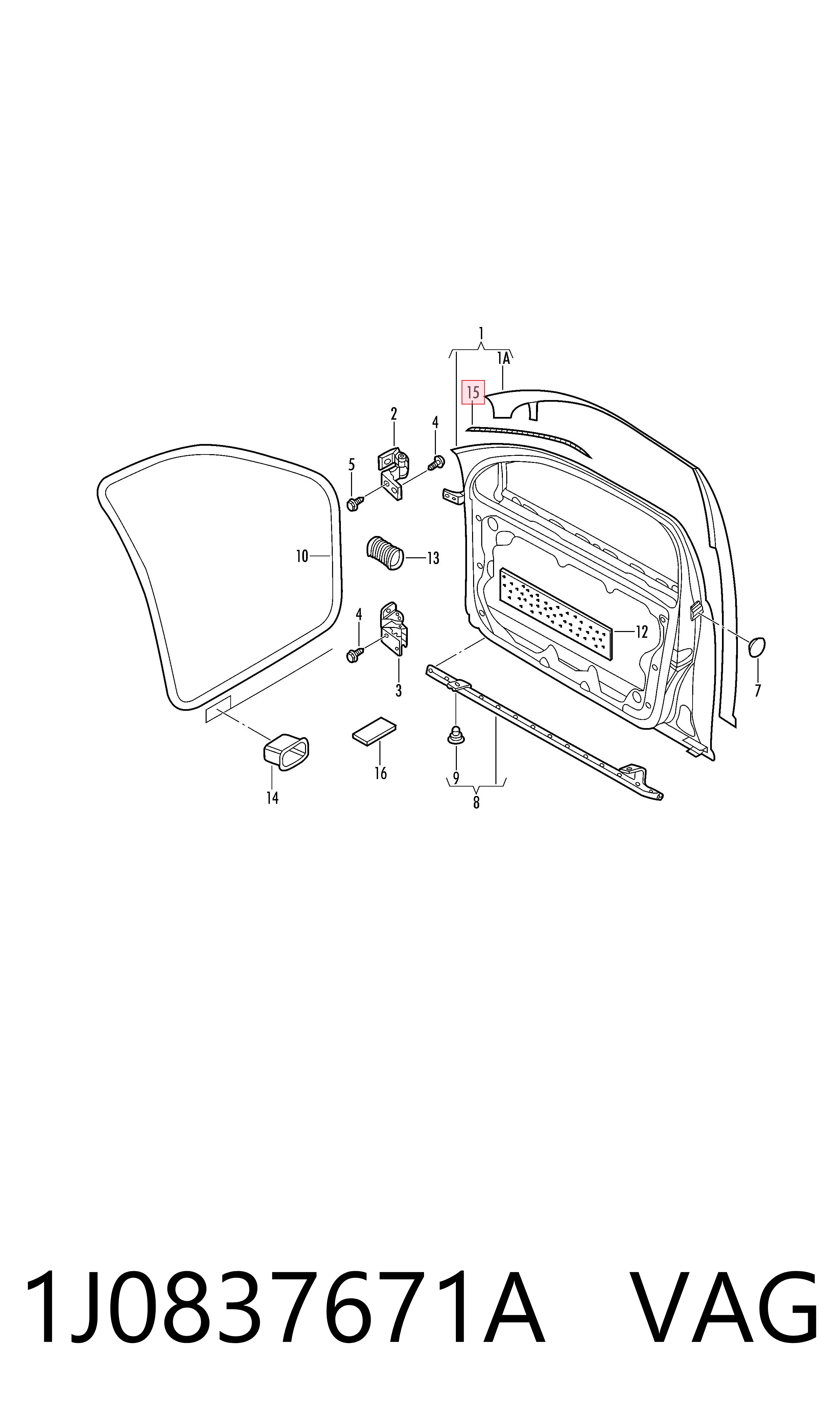 1J0837671A VAG Compactador da porta dianteira esquerda (na porta)