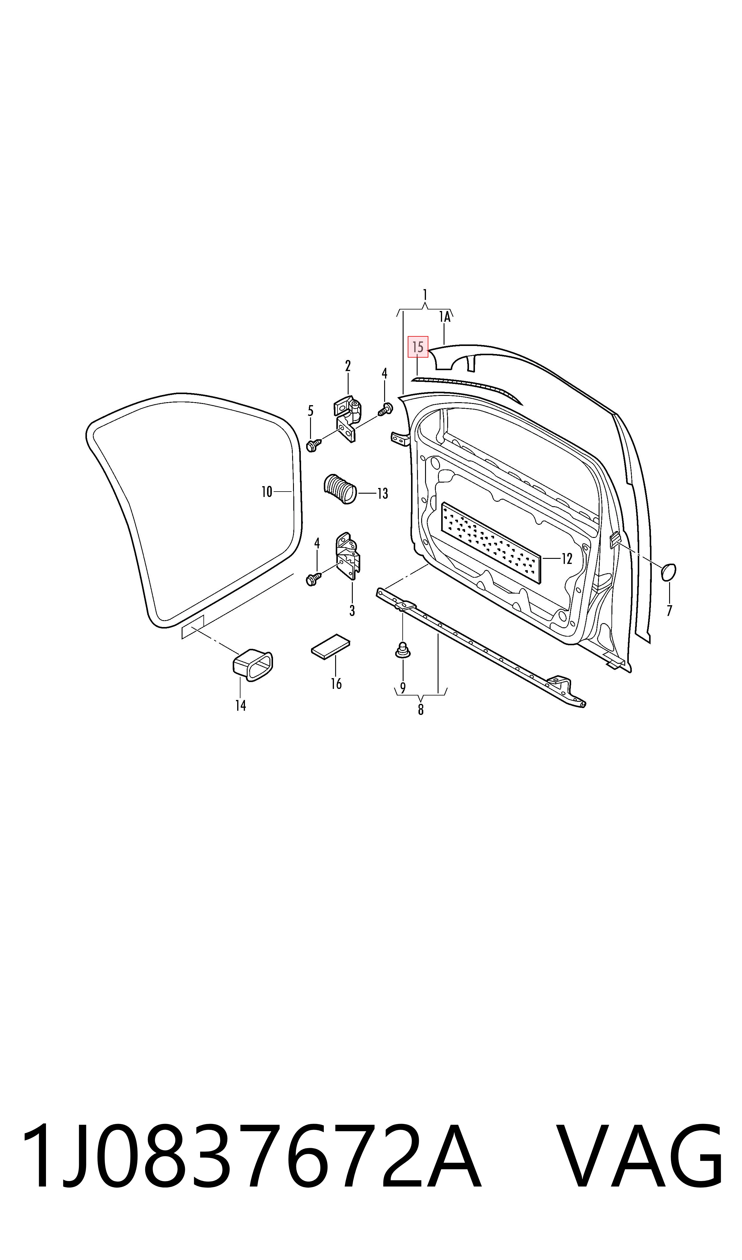 1J0837672A VAG Compactador da porta dianteira direita (na porta)