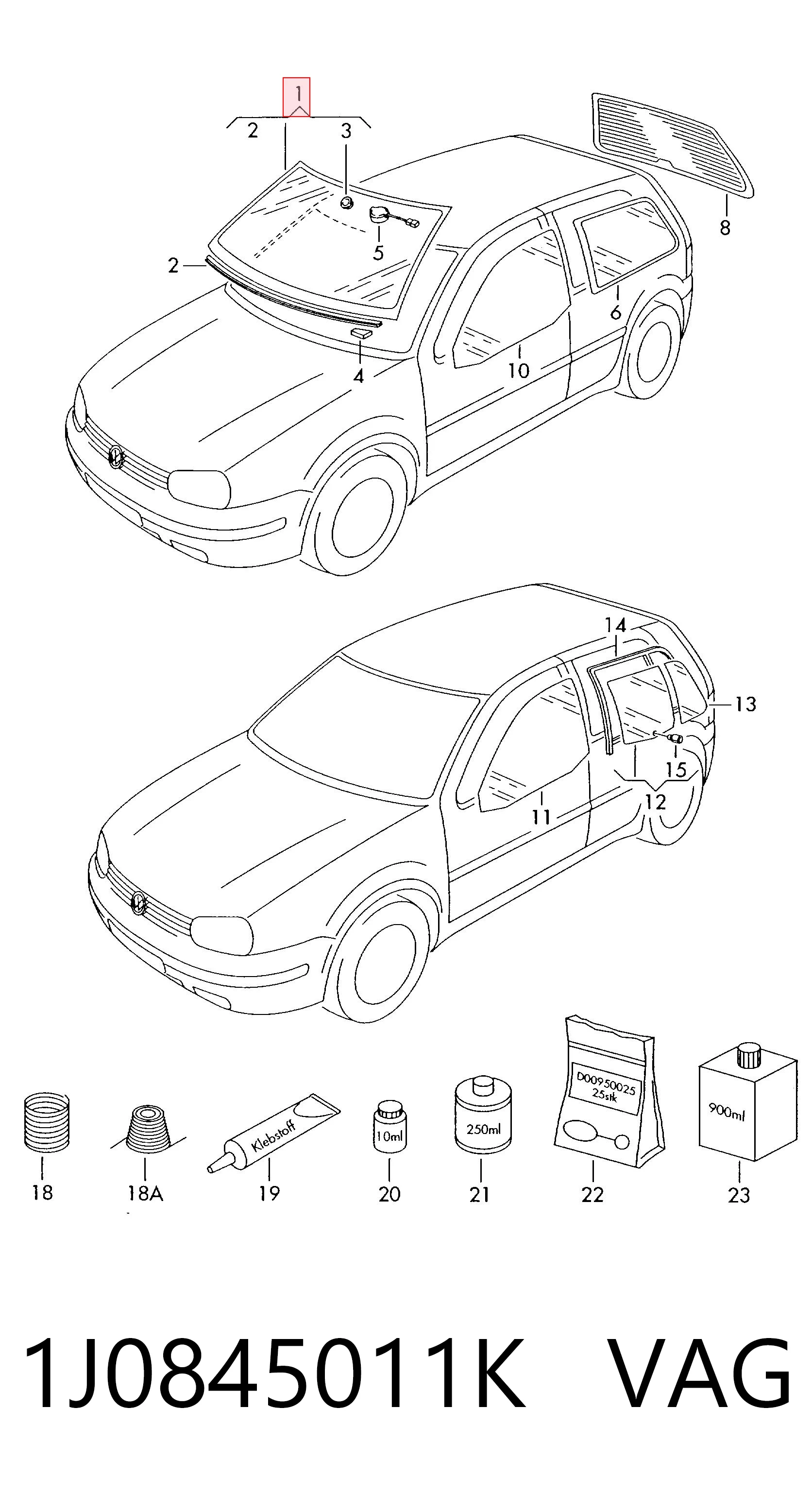 Pára-brisas Volkswagen Bora  1J2 ao melhor preço