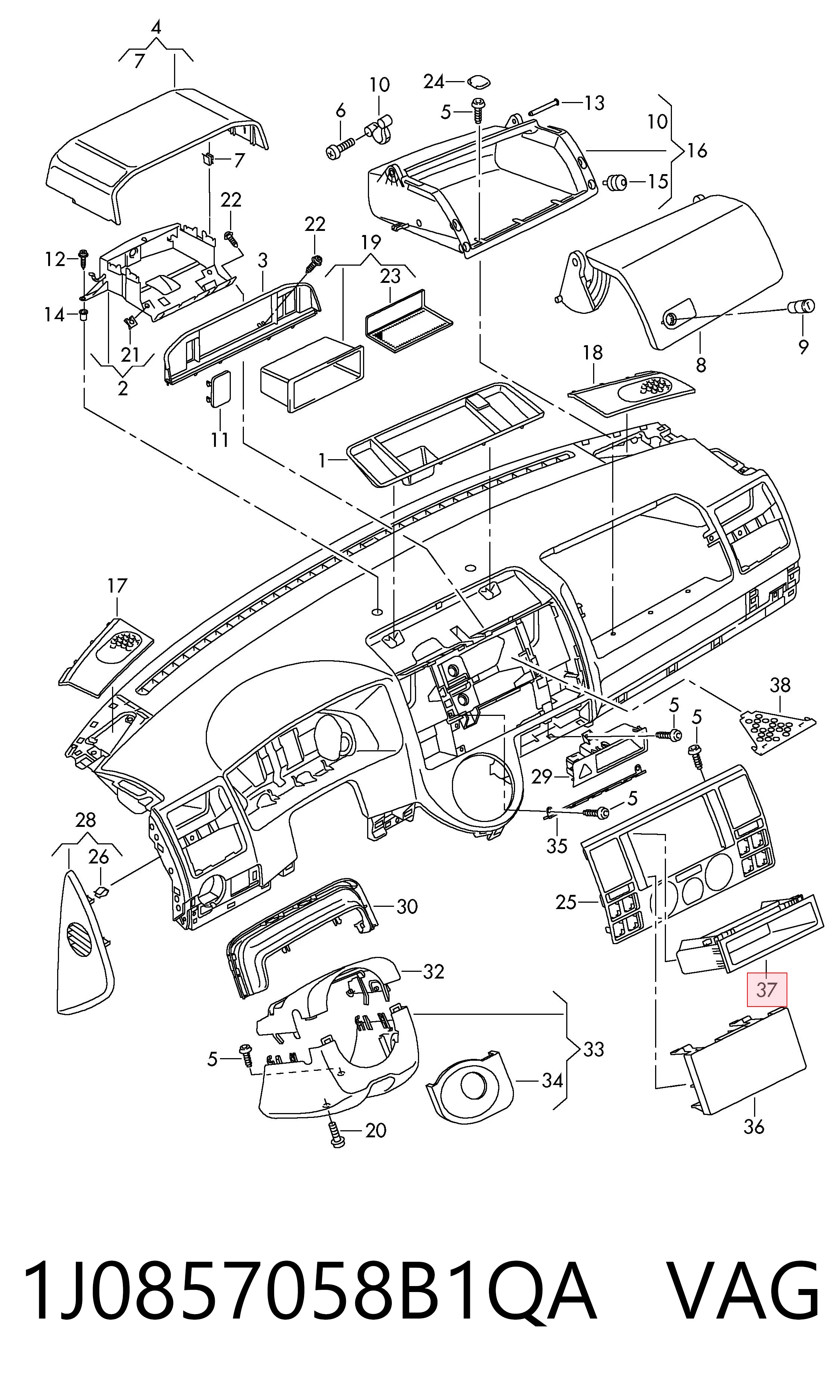 1J0857058B1QA VAG Estojo para os óculos