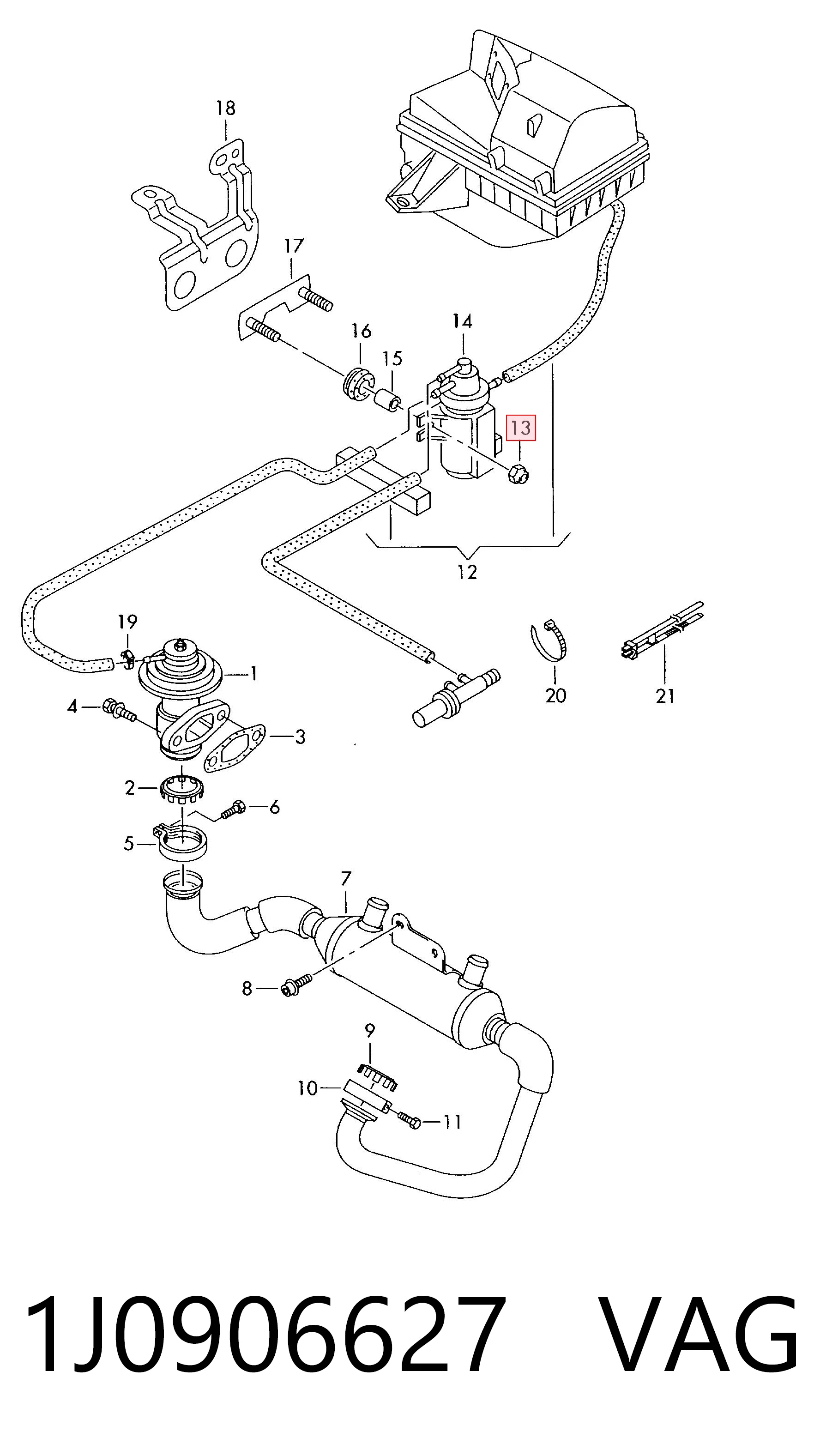 1J0906627 VAG Convertidor de pressão (solenoide) de supercompressão