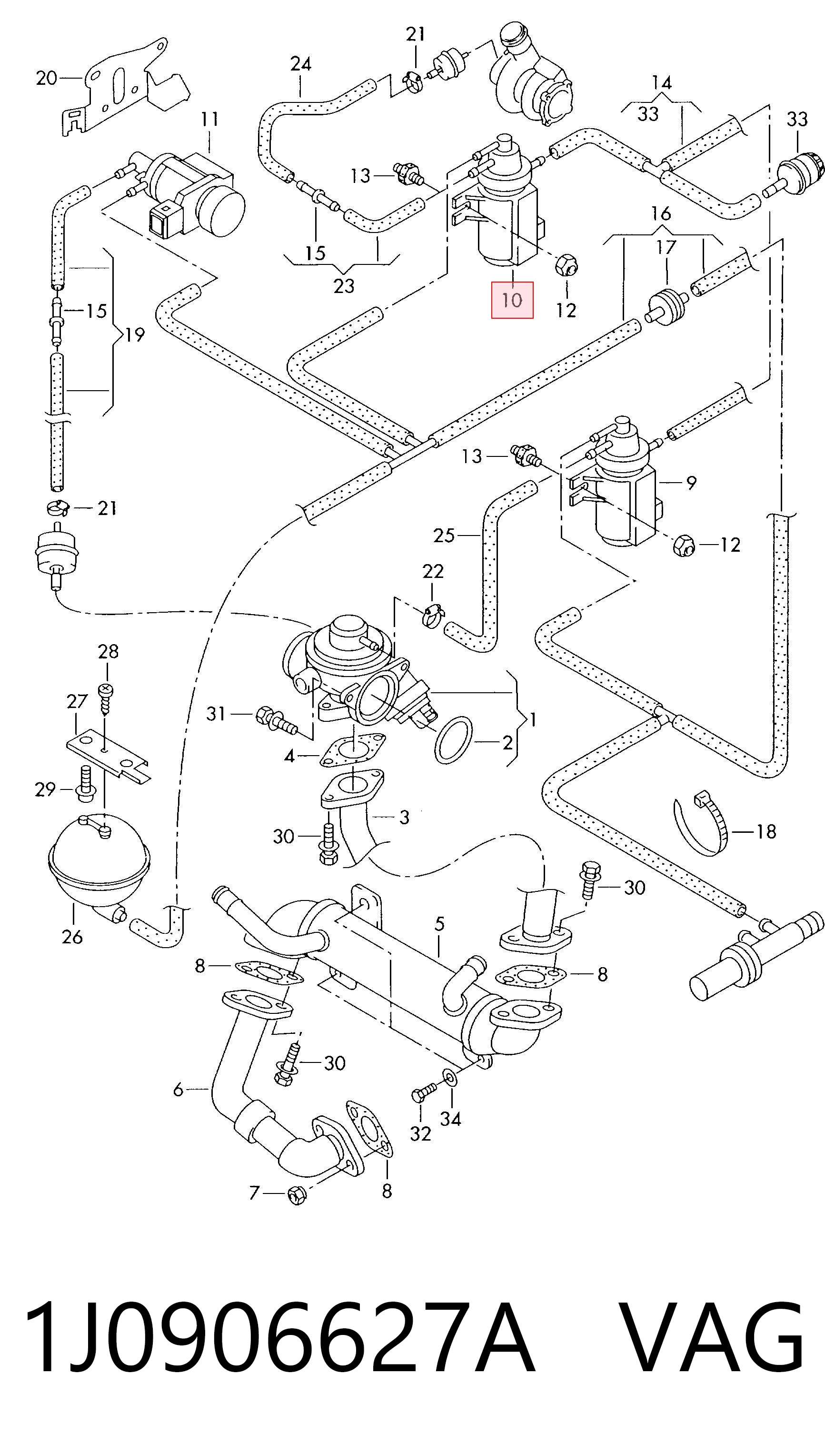 1J0906627A VAG Convertidor de pressão (solenoide) de supercompressão