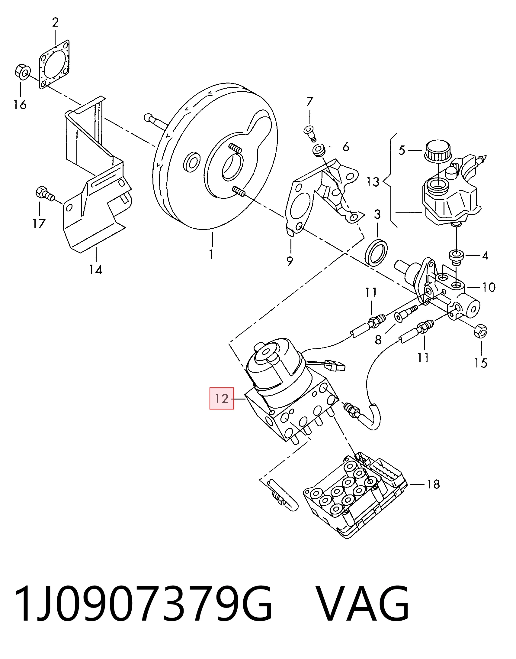 Unidade hidráulico de controlo ABS para Audi A3  8L1