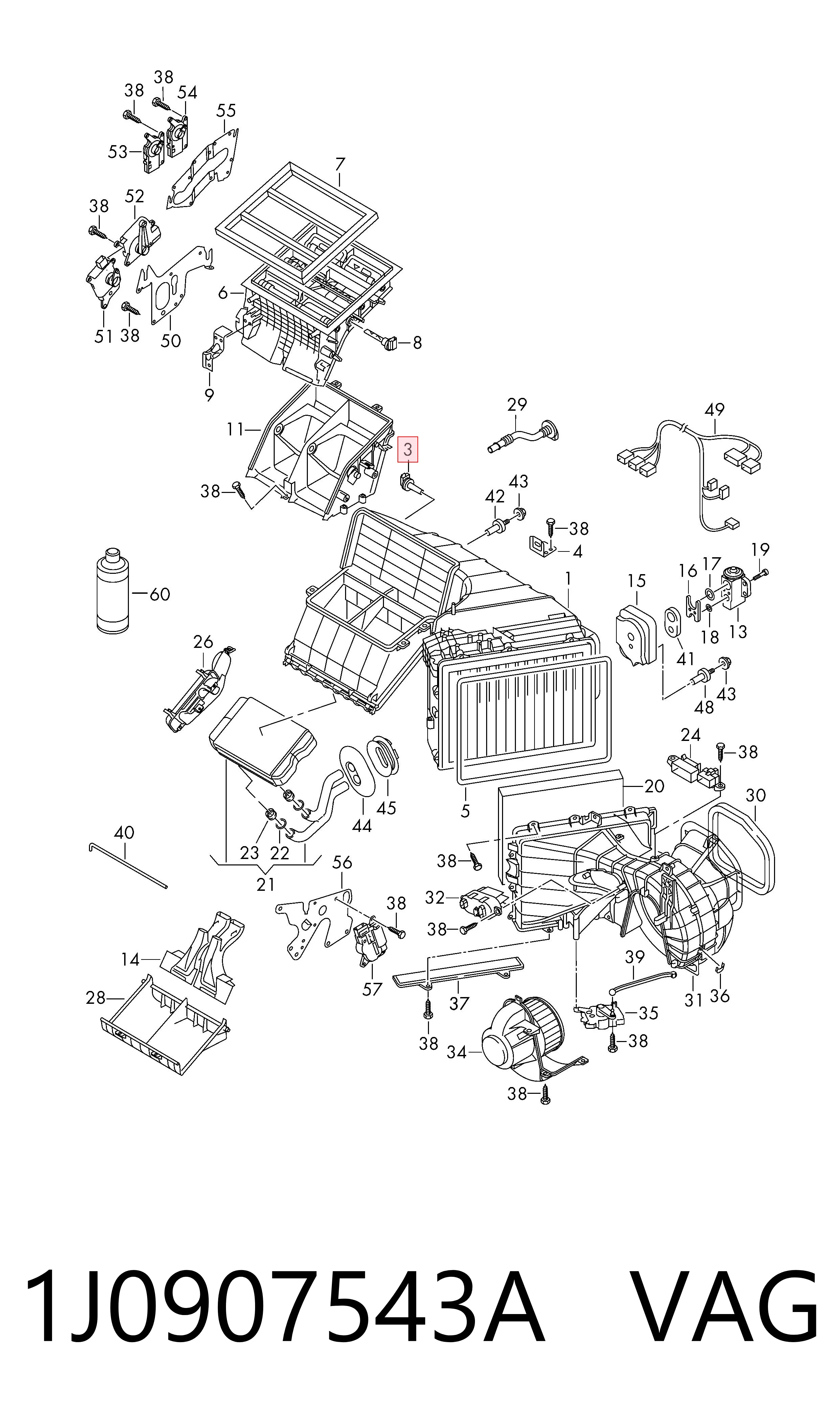 1J0907543A VAG Sensor de temperatura do vaporizador