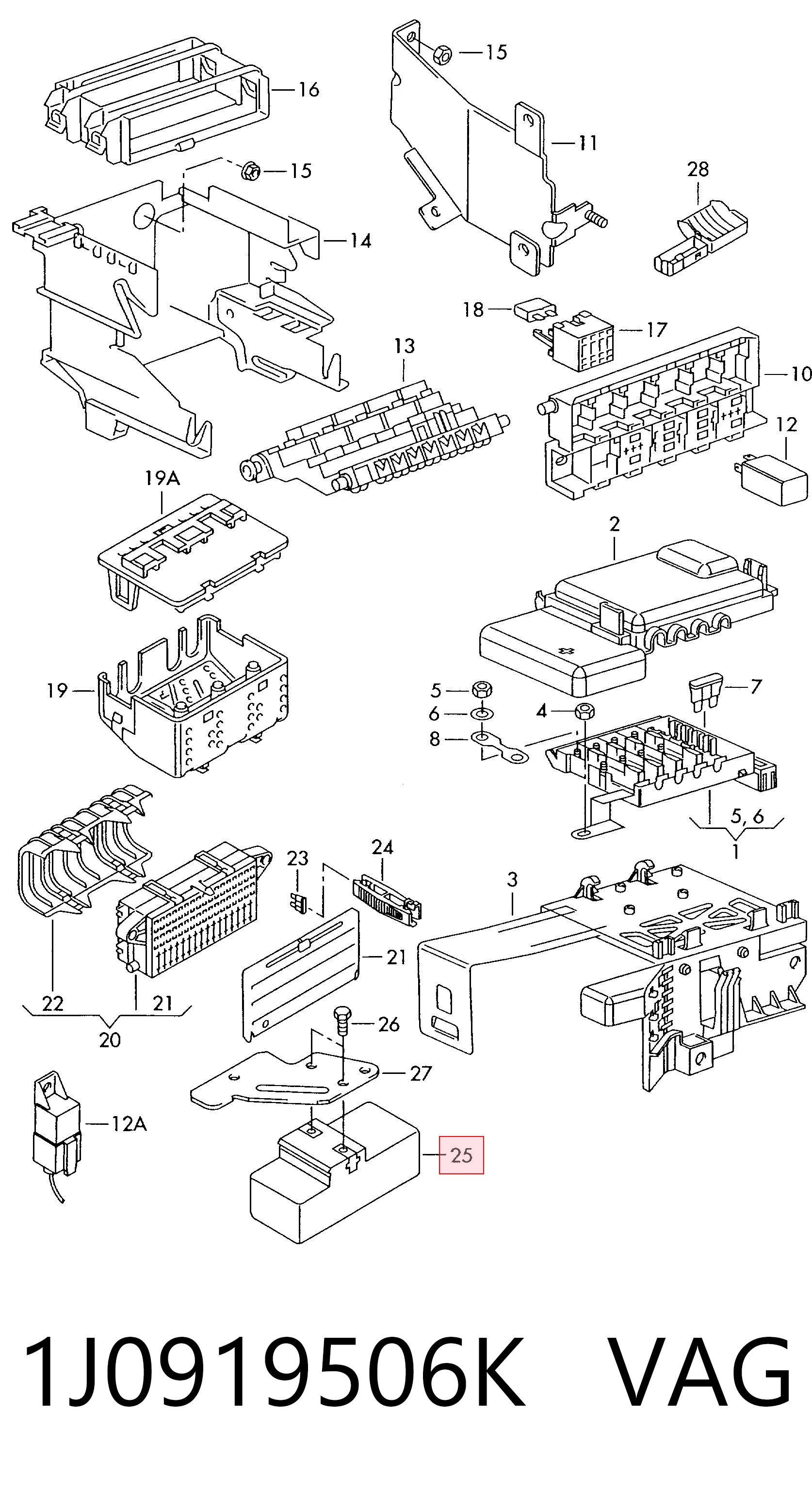 1J0919506K VAG Regulador de revoluções de ventilador de esfriamento (unidade de controlo)