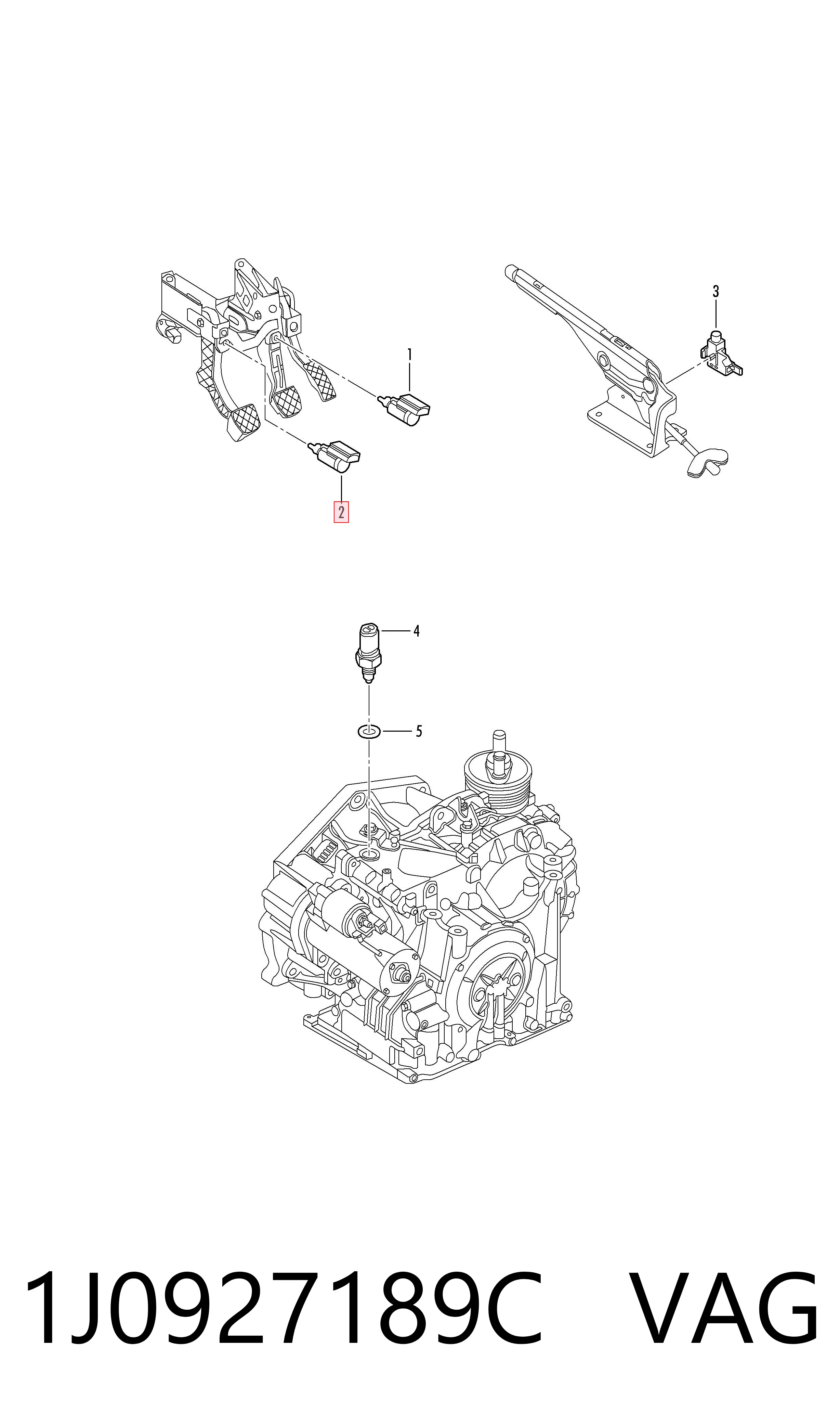 1J0927189C VAG Sensor de ativação de embraiagem