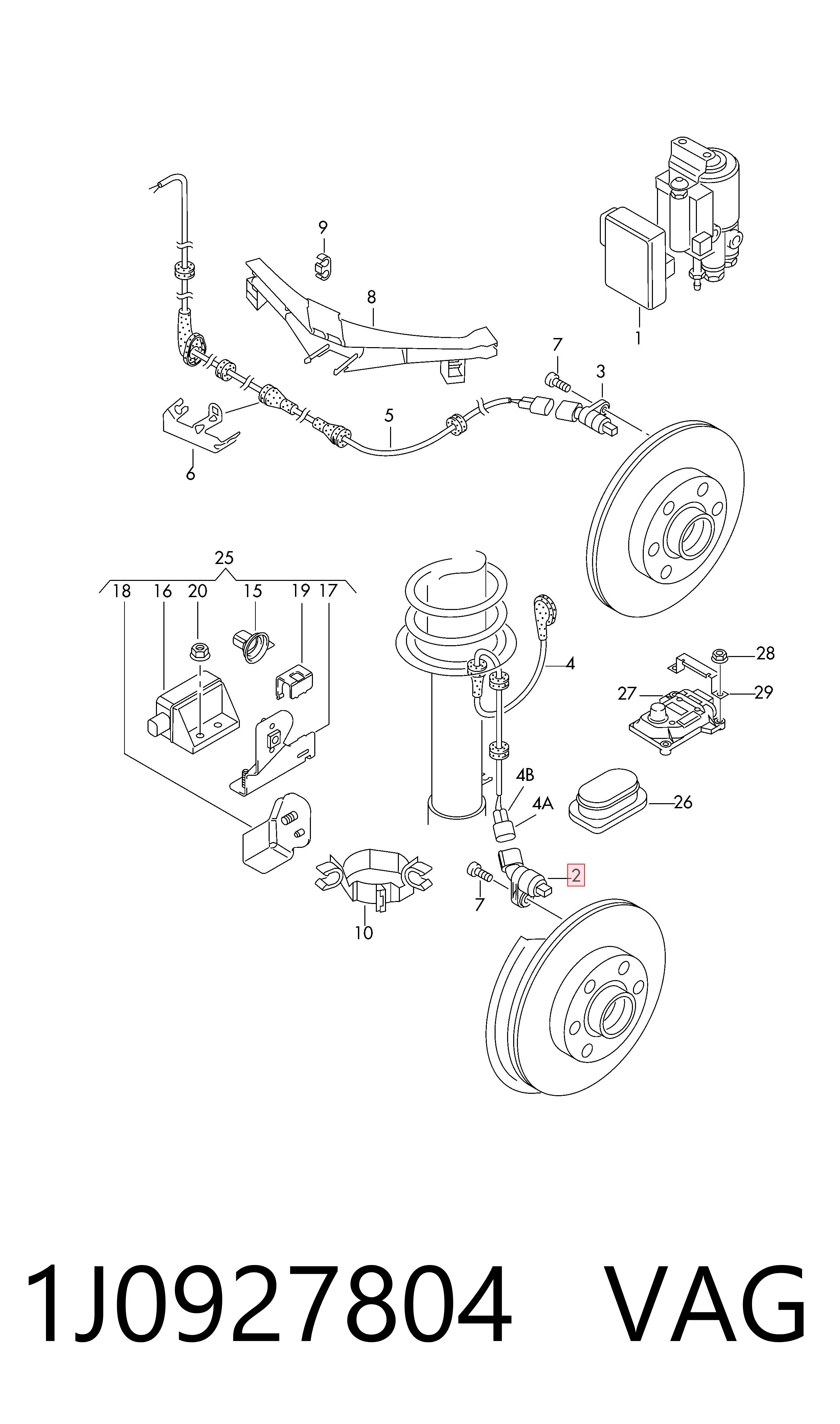 1J0927804 VAG Sensor ABS dianteiro direito