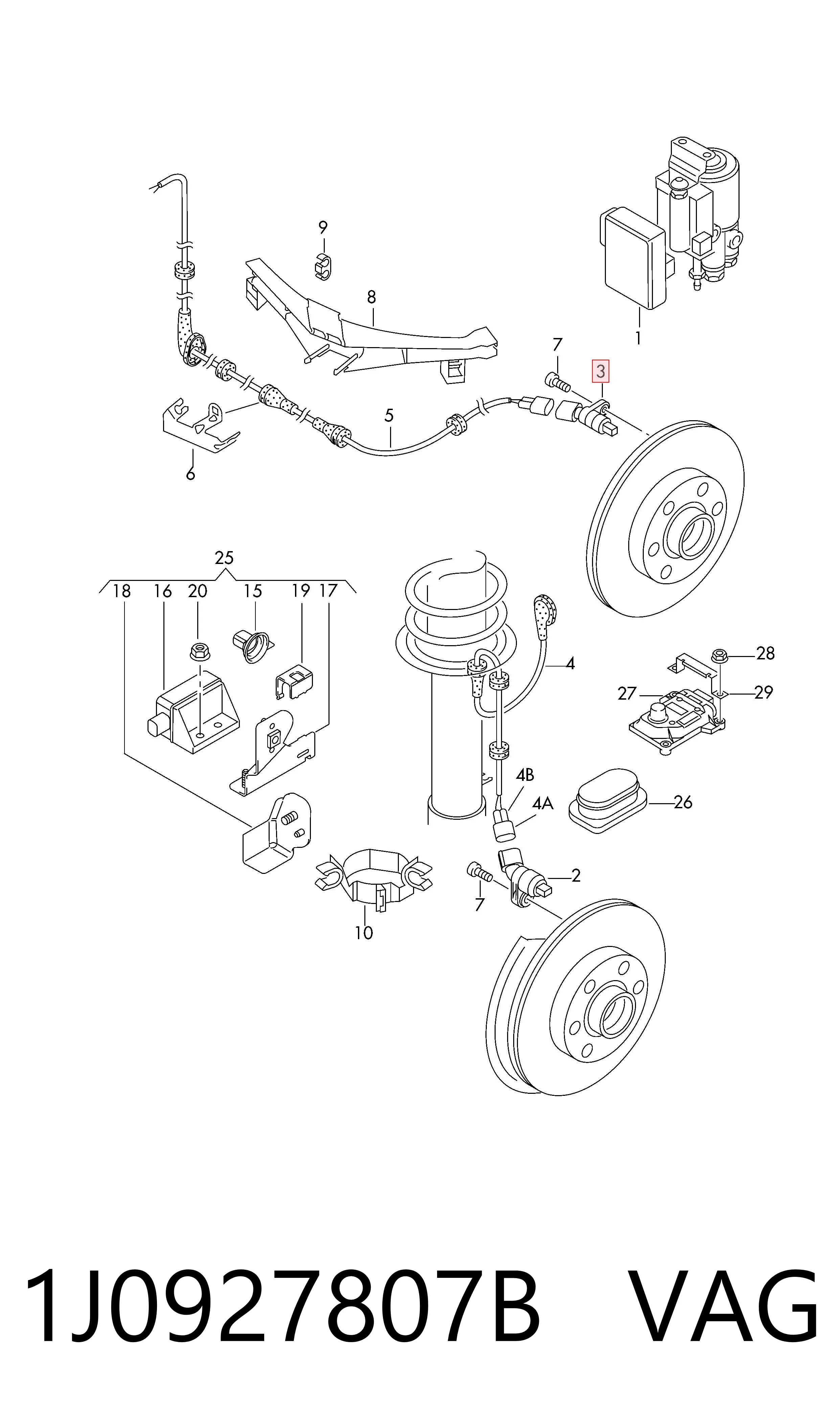 1J0927807B VAG Sensor ABS traseiro