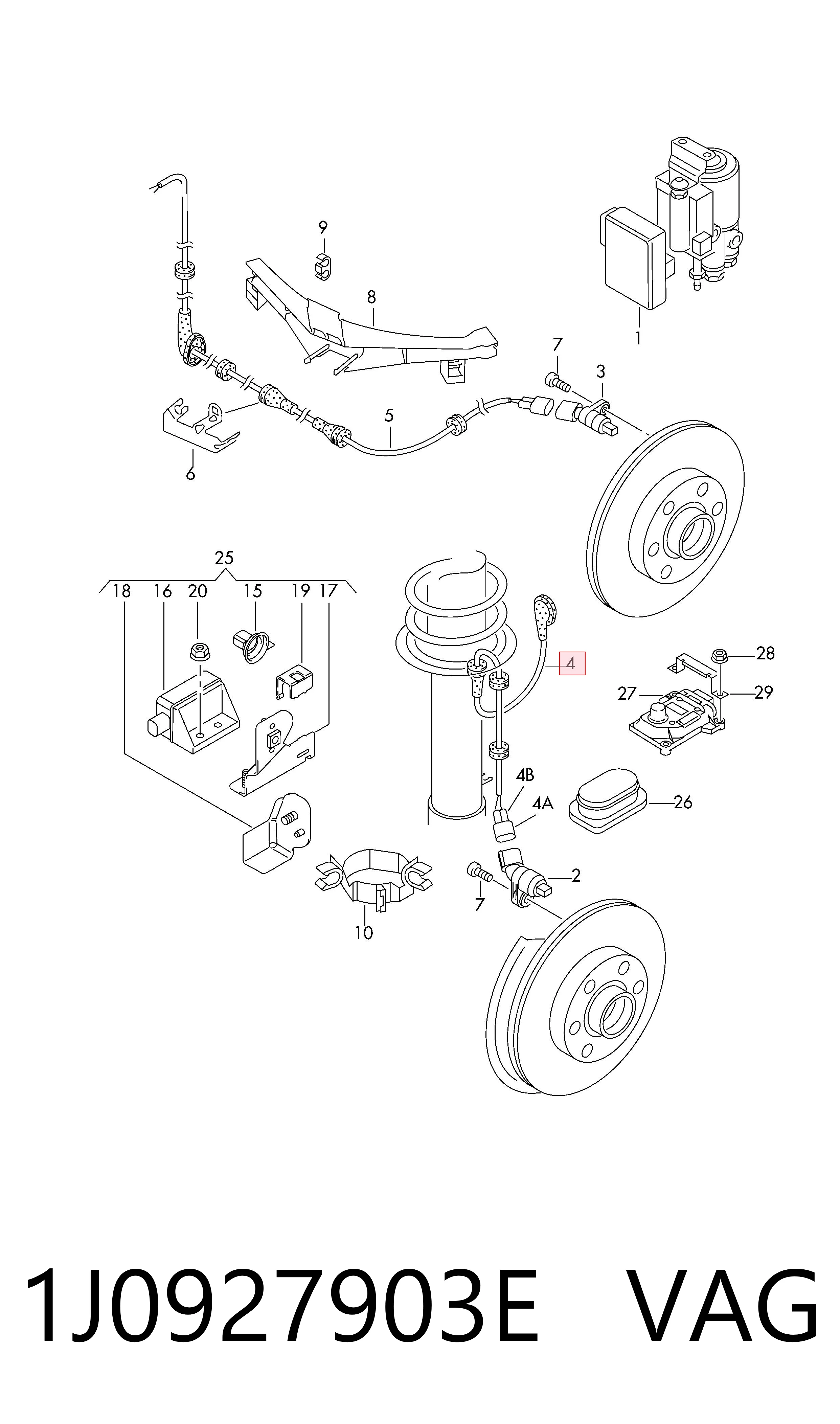1J0927903E VAG Sensor ABS traseiro