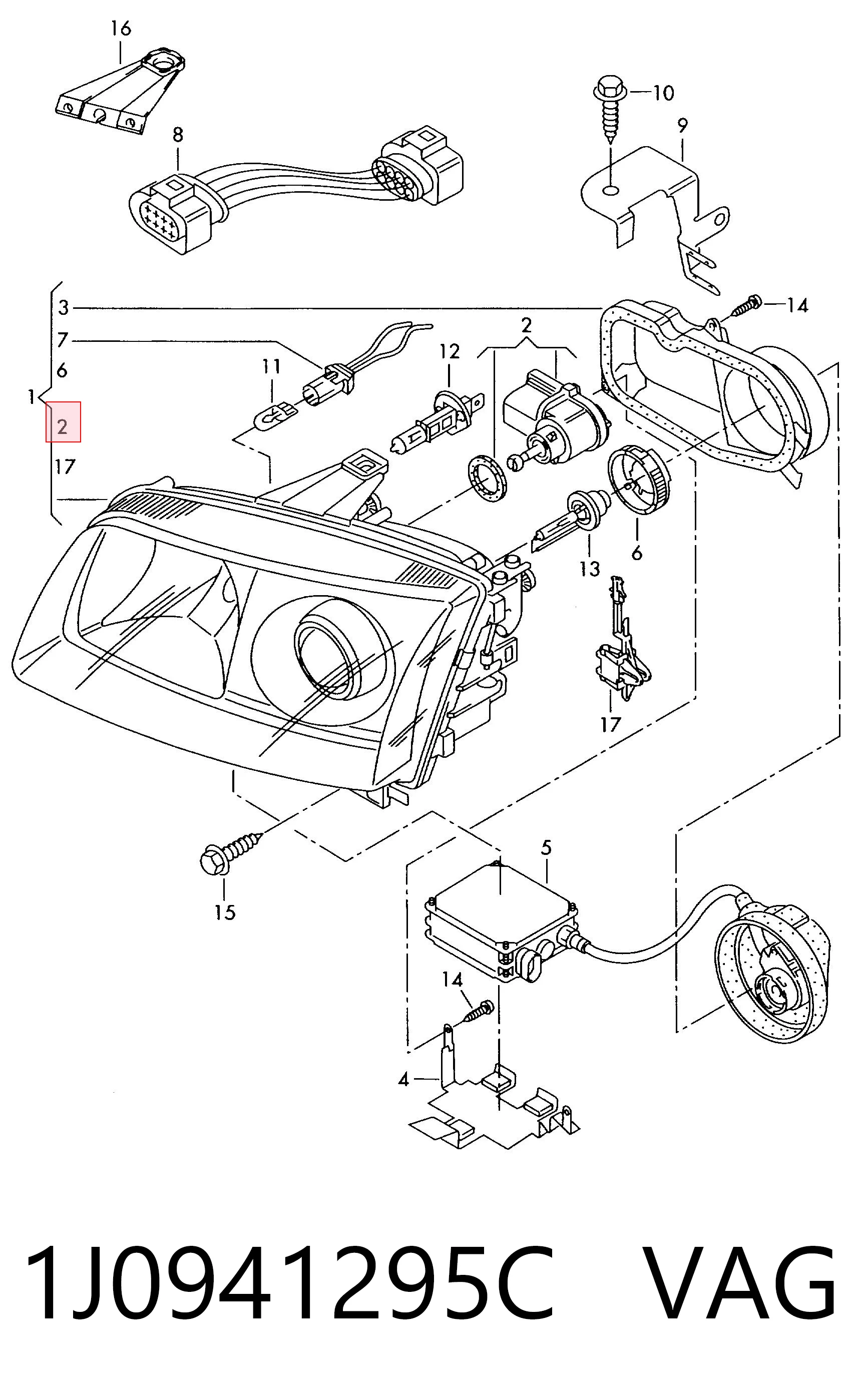1J0941295C VAG Corretor da luz