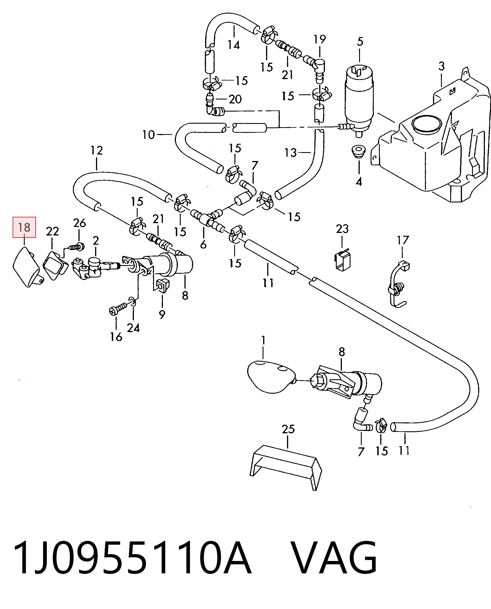 1J0955110A VAG Placa sobreposta do injetor de fluido para lavador da luz dianteira