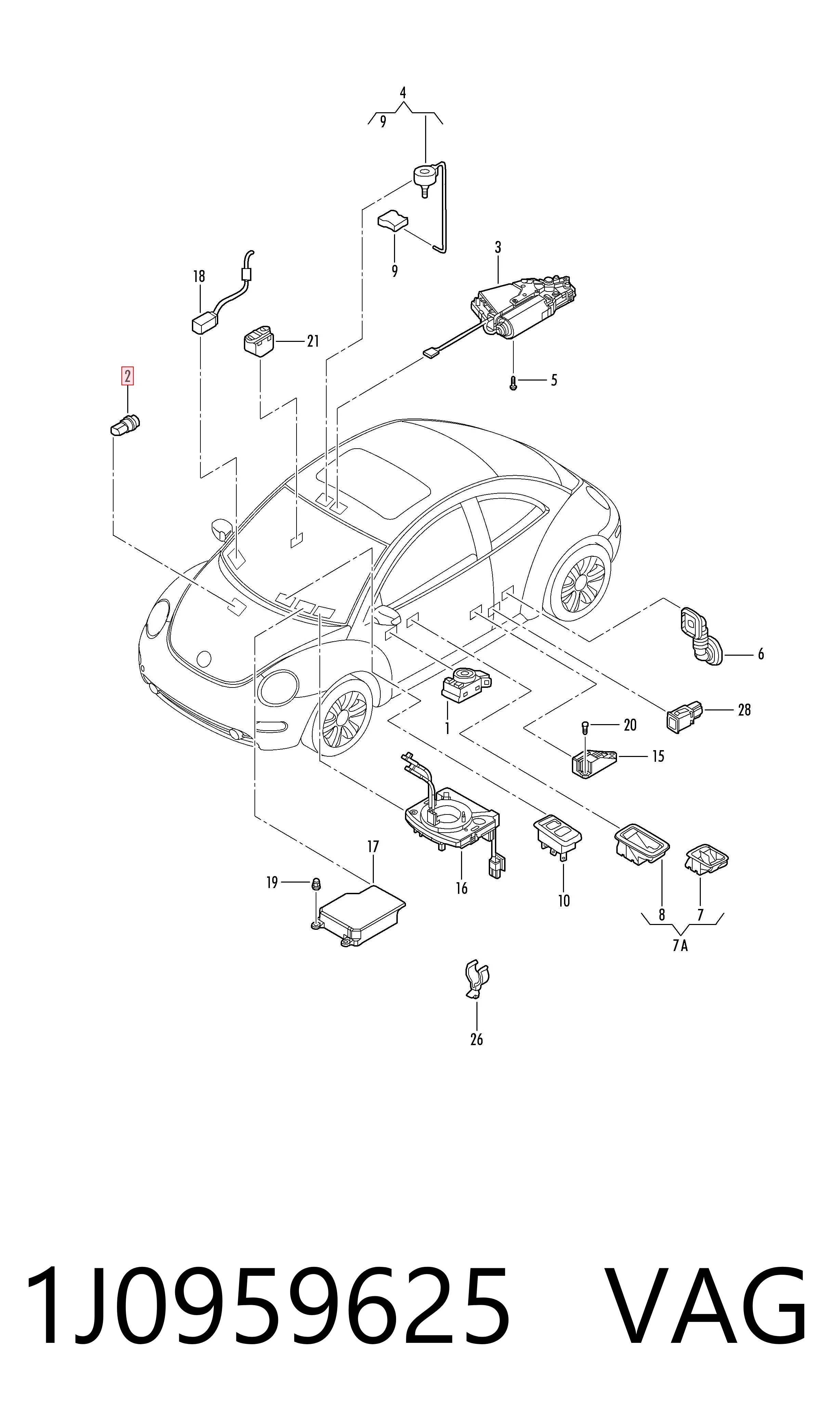 1J0959625 VAG Sensor de temperatura do fluido de esfriamento (de ativação de ventilador do radiador)
