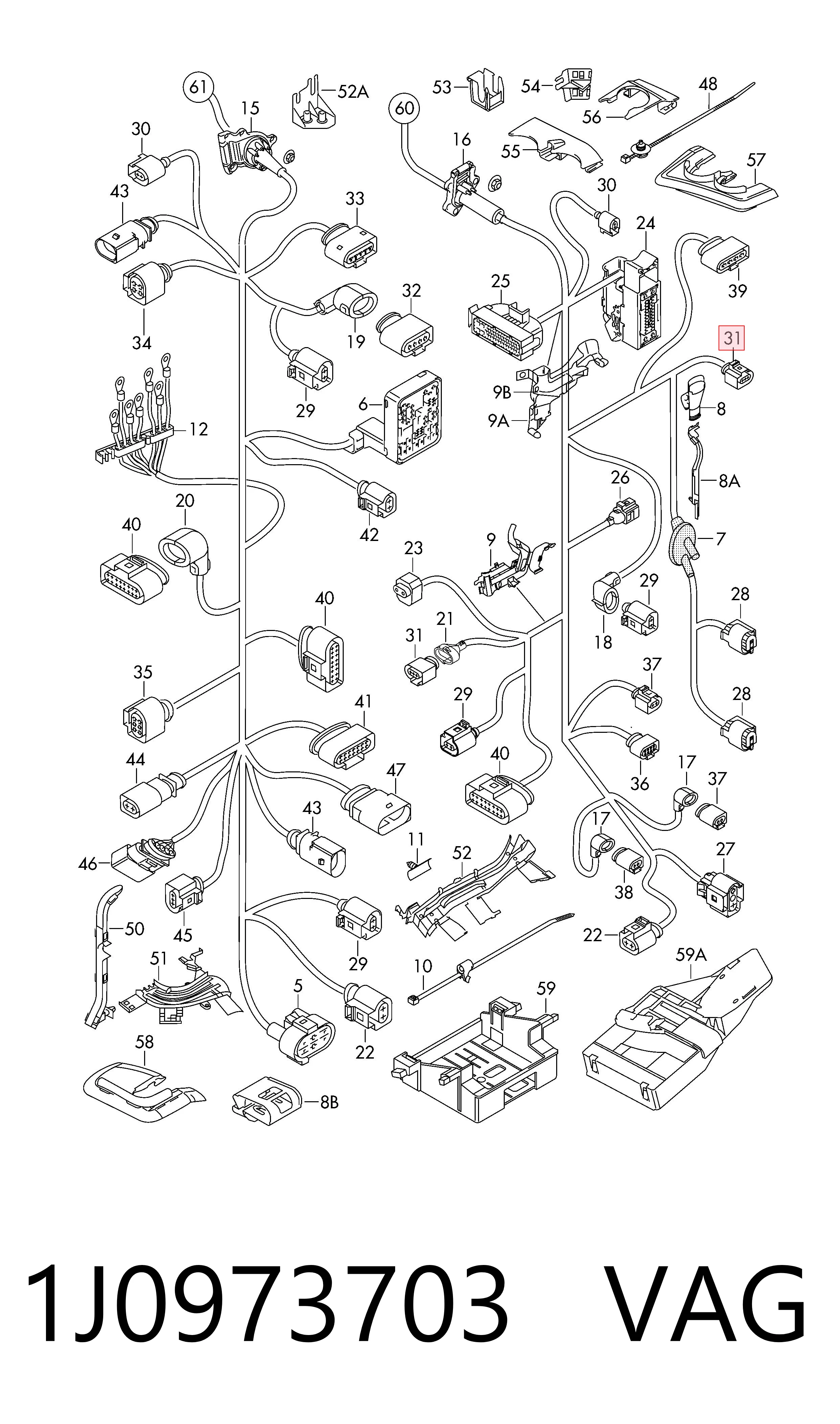 1J0973703 VAG Desengate (ficha) de sensor de estacionamento