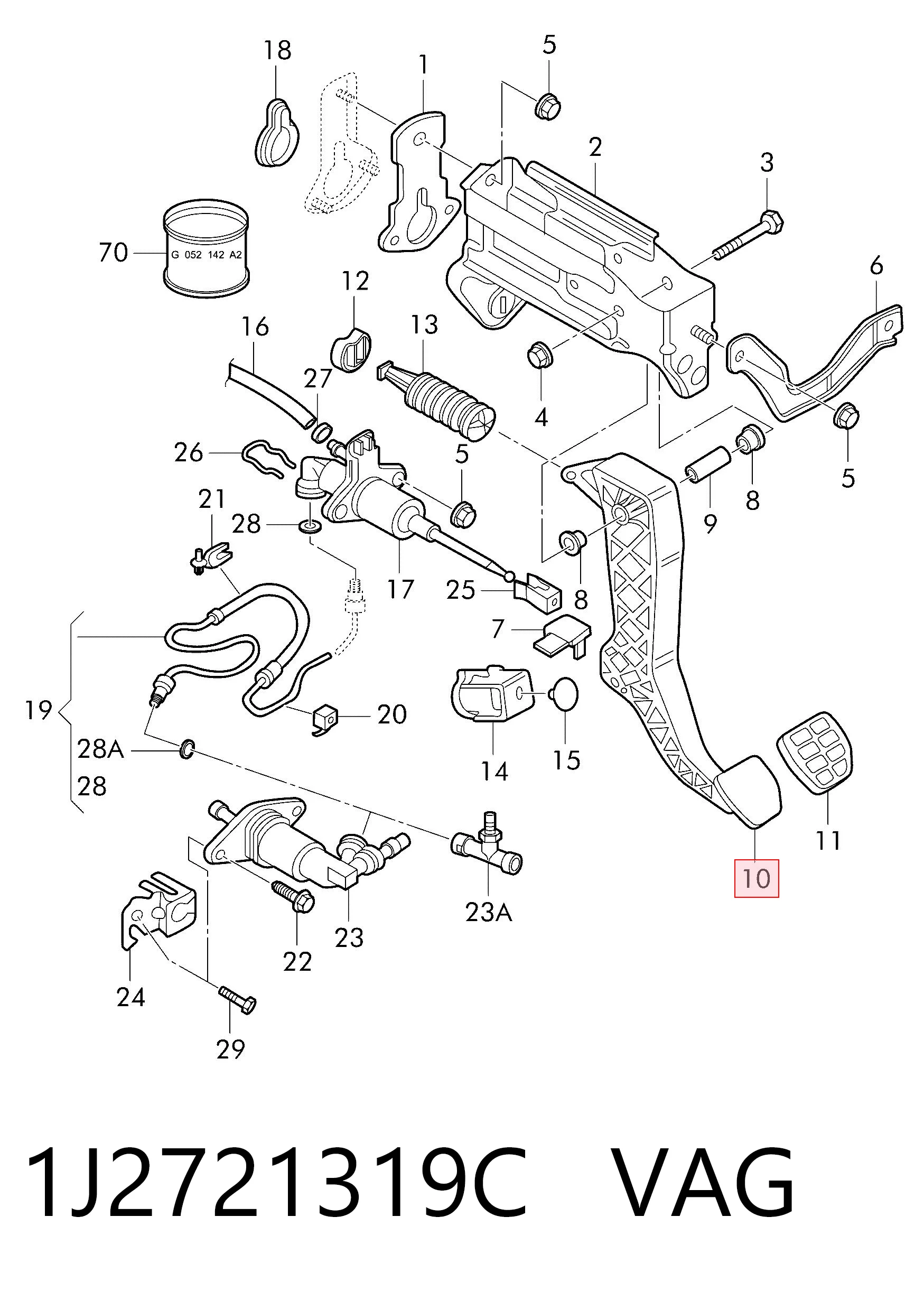 1J2721319C VAG Pedal de embraiagem