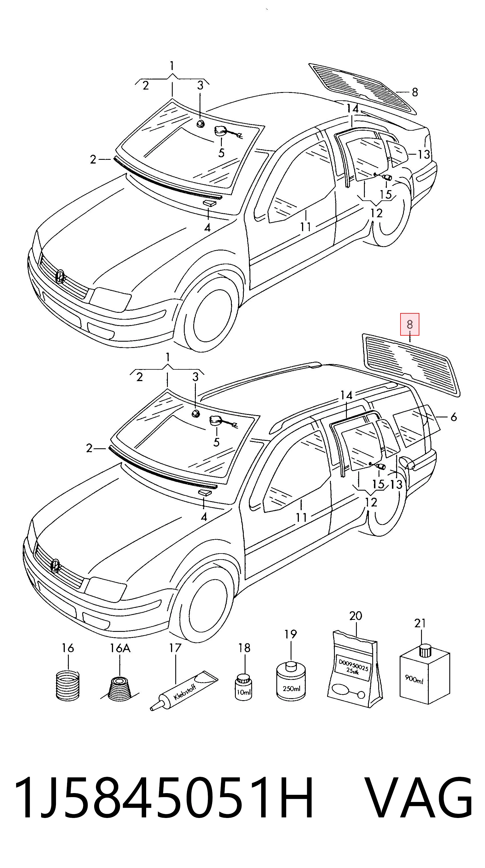 Vidro traseiro para Volkswagen Bora  1J2