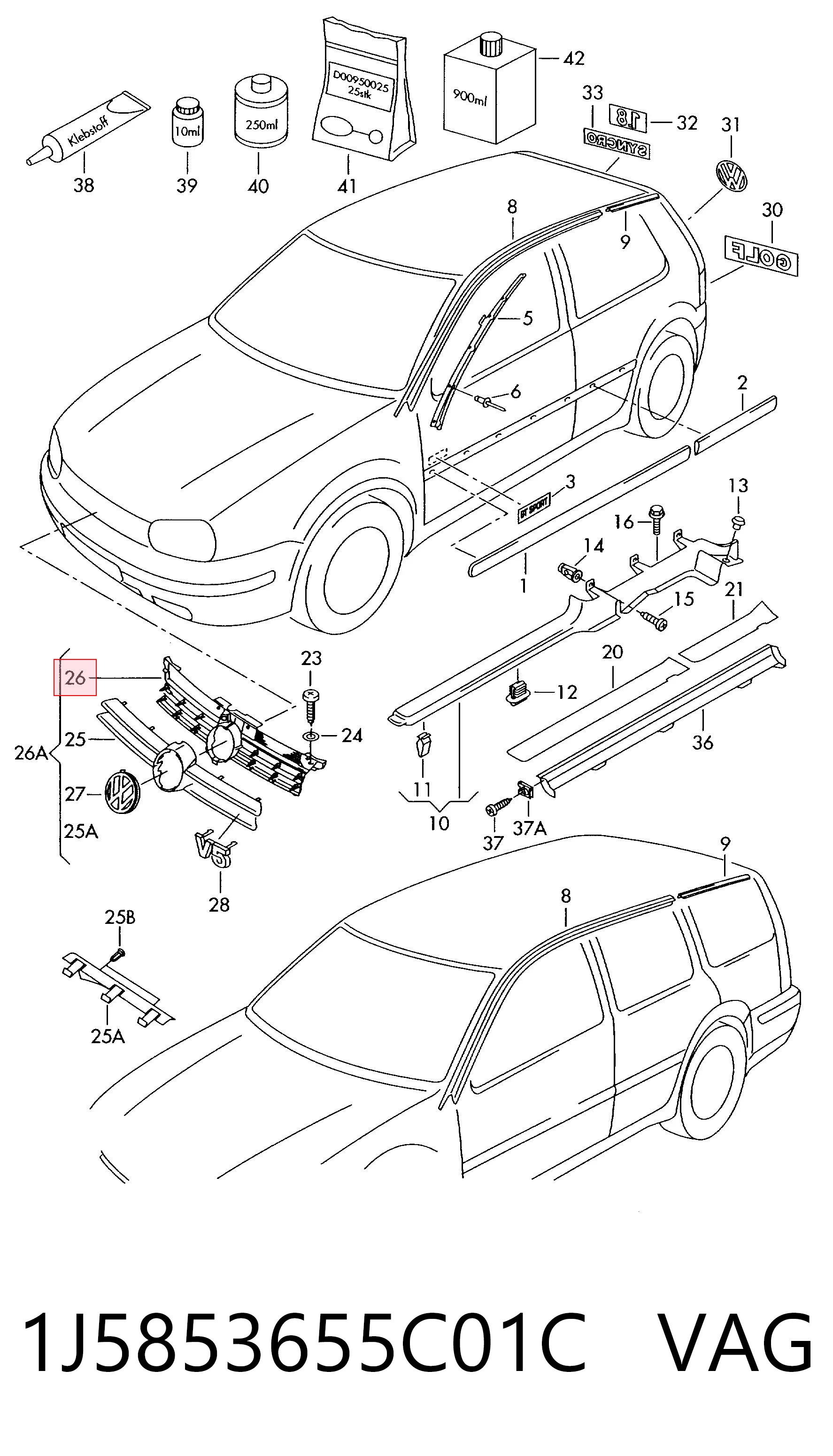 Compre Grelha do radiador Volkswagen Bora 