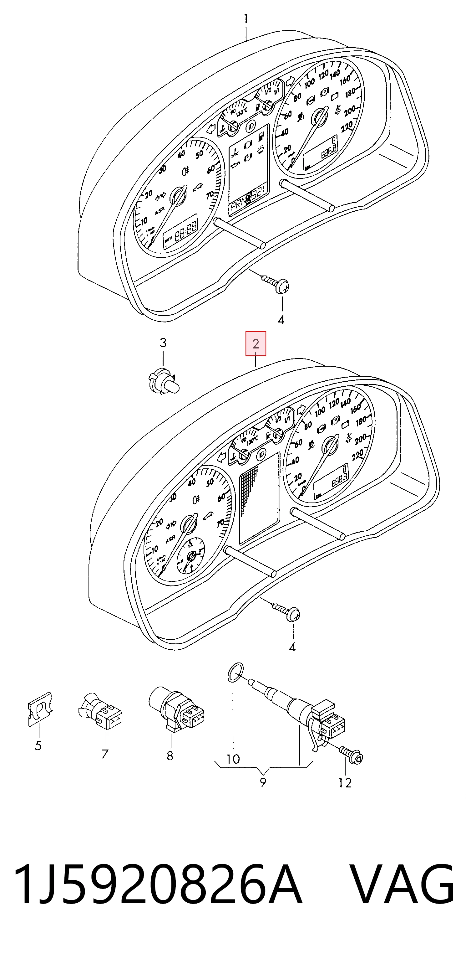 1J5920826A VAG Painel de instrumentos (quadro de instrumentos)