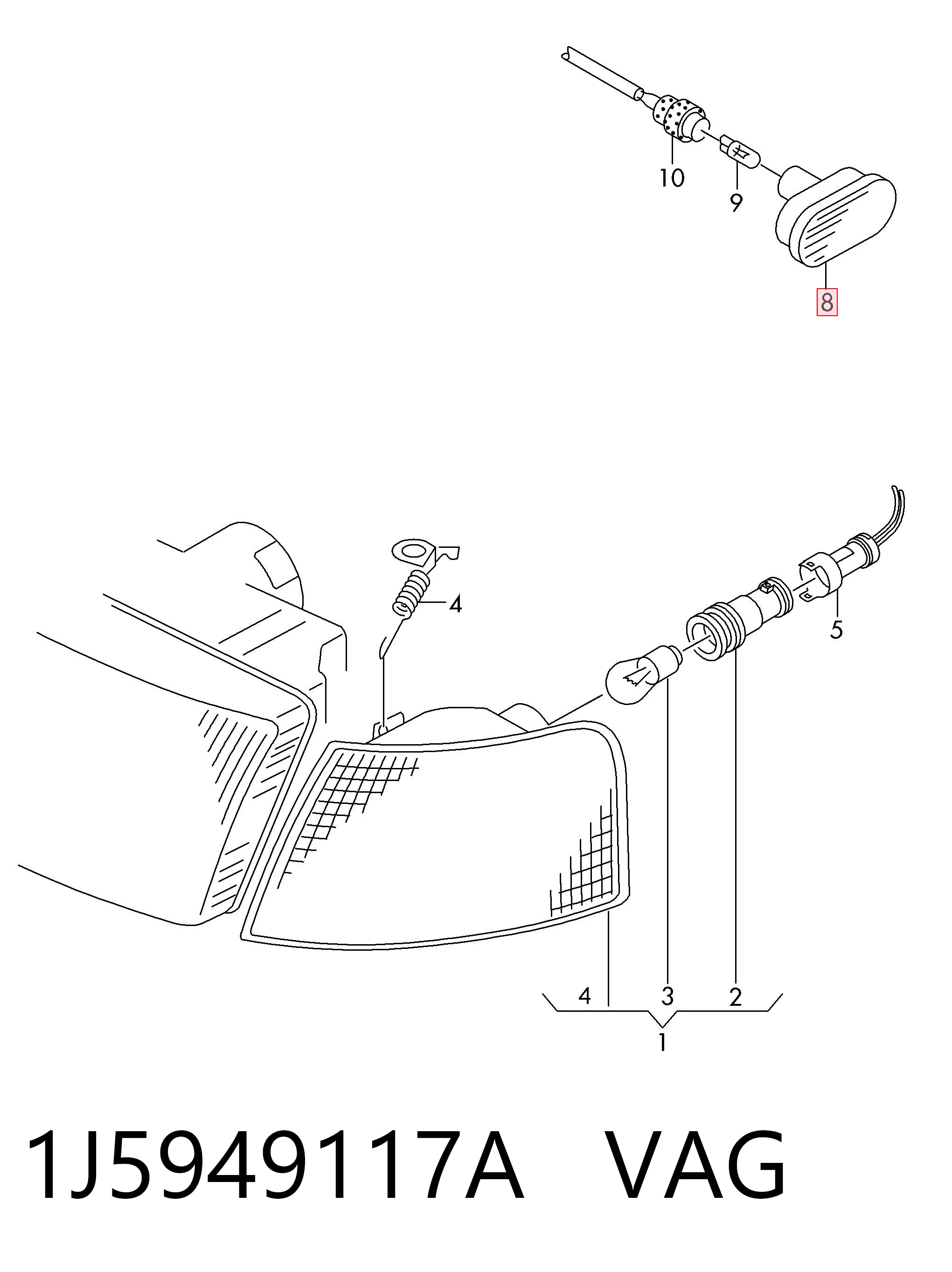 1J5949117A VAG Luz intermitente no pára-lama