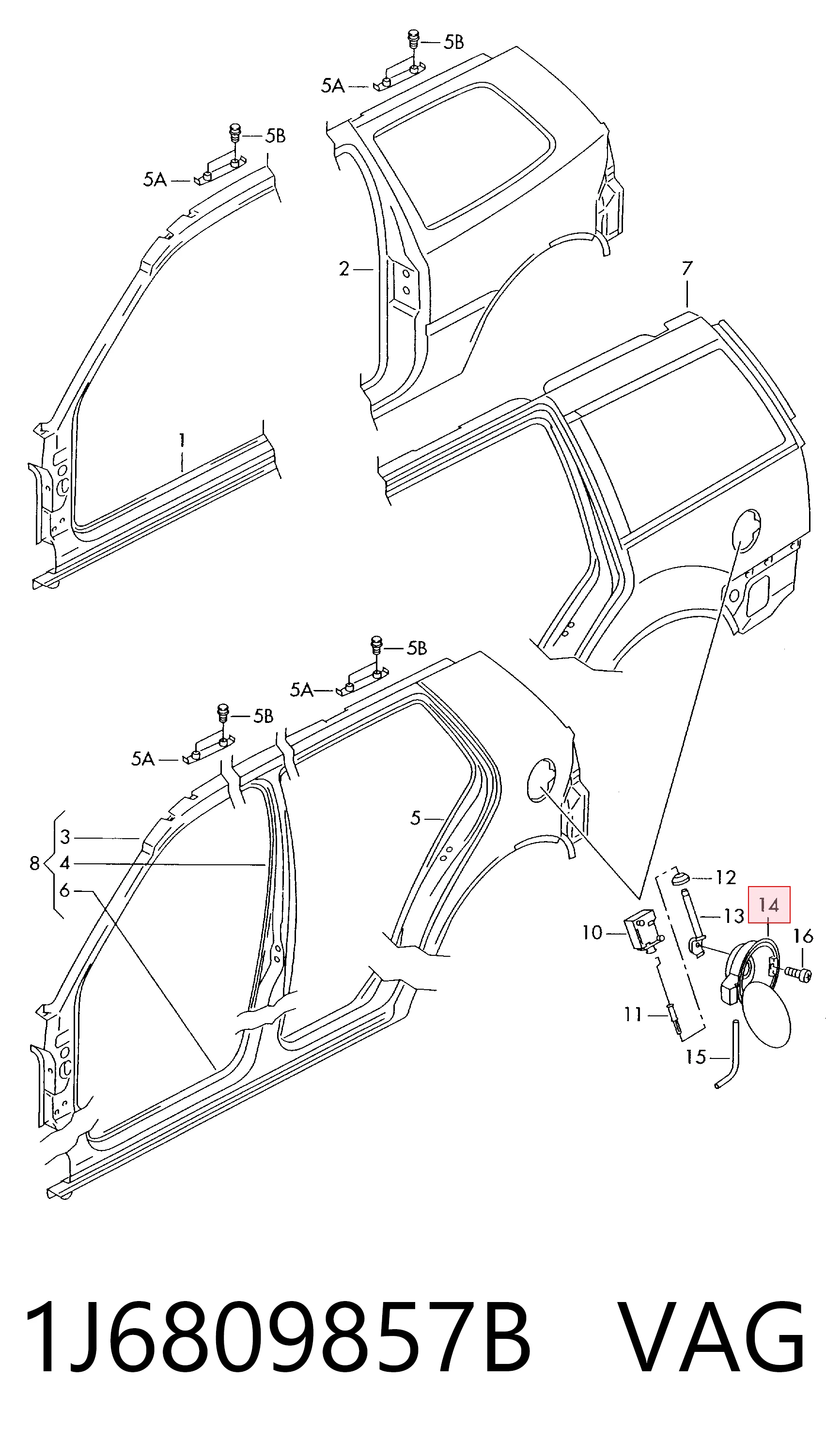 Alcapão do tanque de combustível para Volkswagen Golf IV 1J5