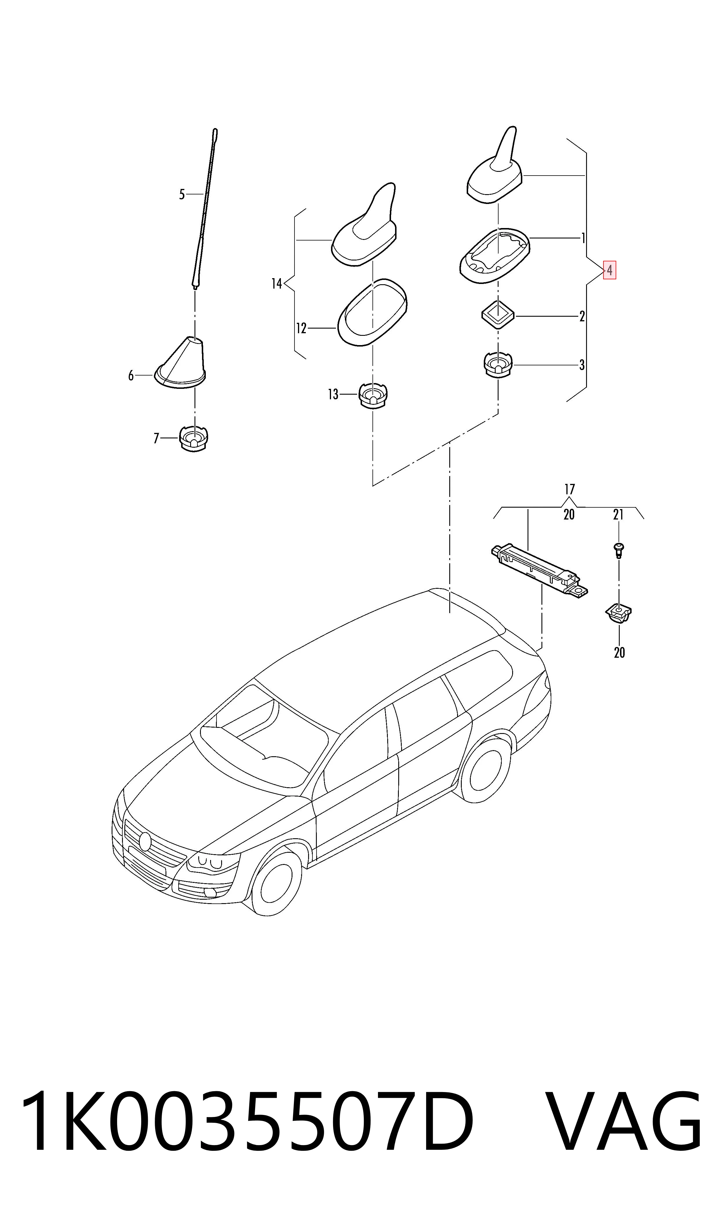 Antena Volkswagen Jetta IV 162, 163, AV3, AV2, AY2, AY3 ao melhor preço
