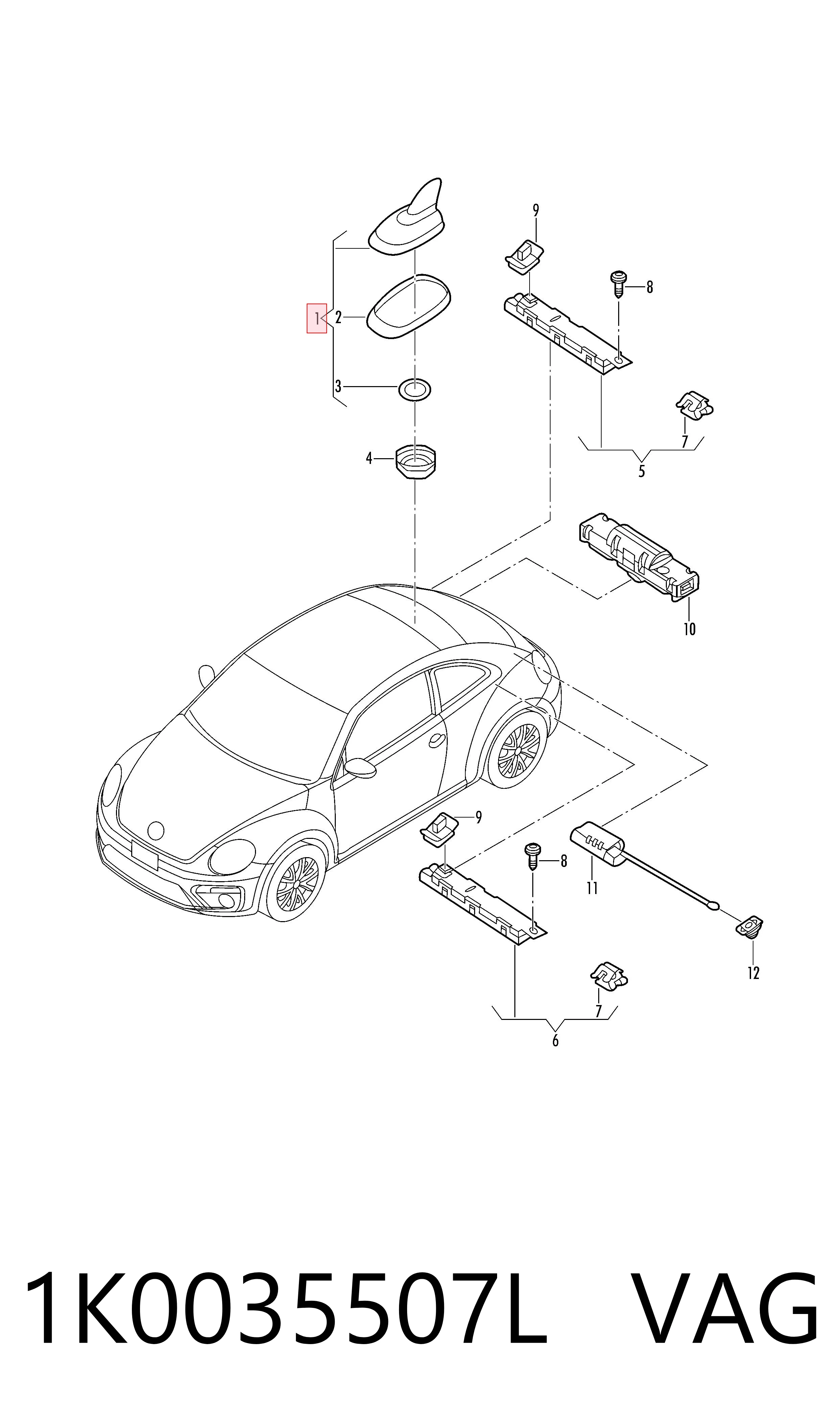  Antena Volkswagen Jetta VI sedan (162, 163, AV3, AV2, AY2, AY3) (2011 - 2019) VI