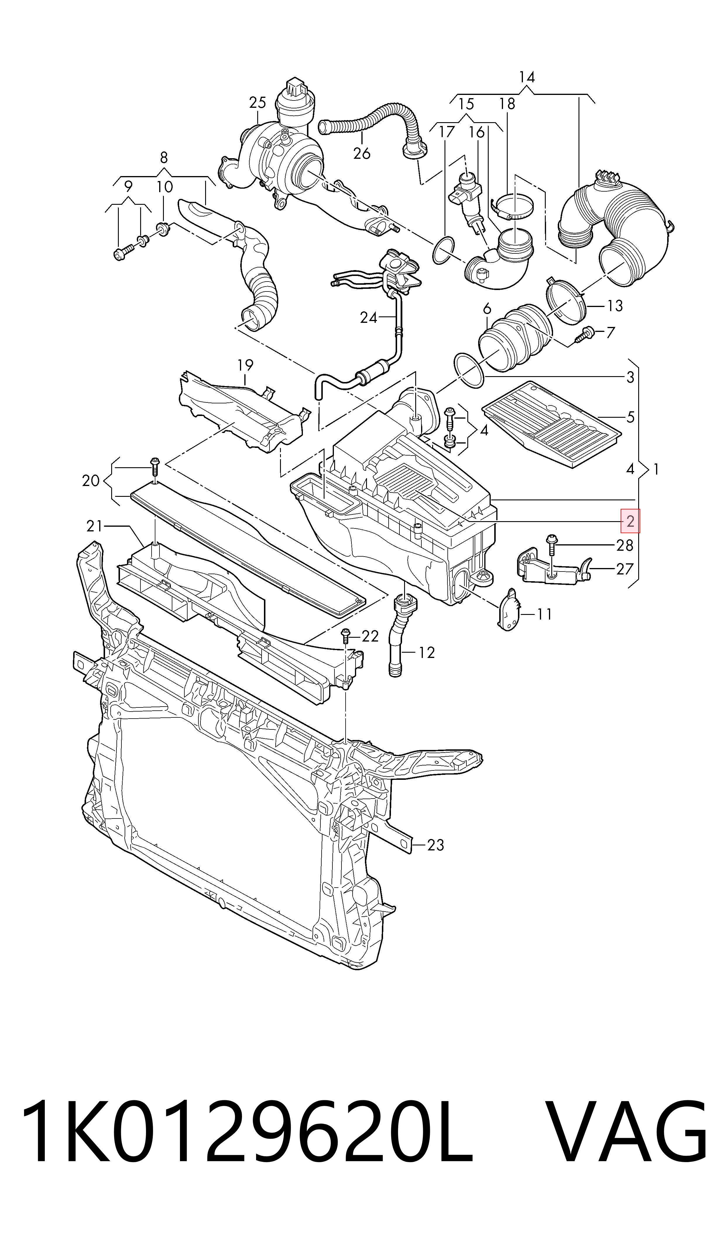 1K0129620L VAG Filtro de ar