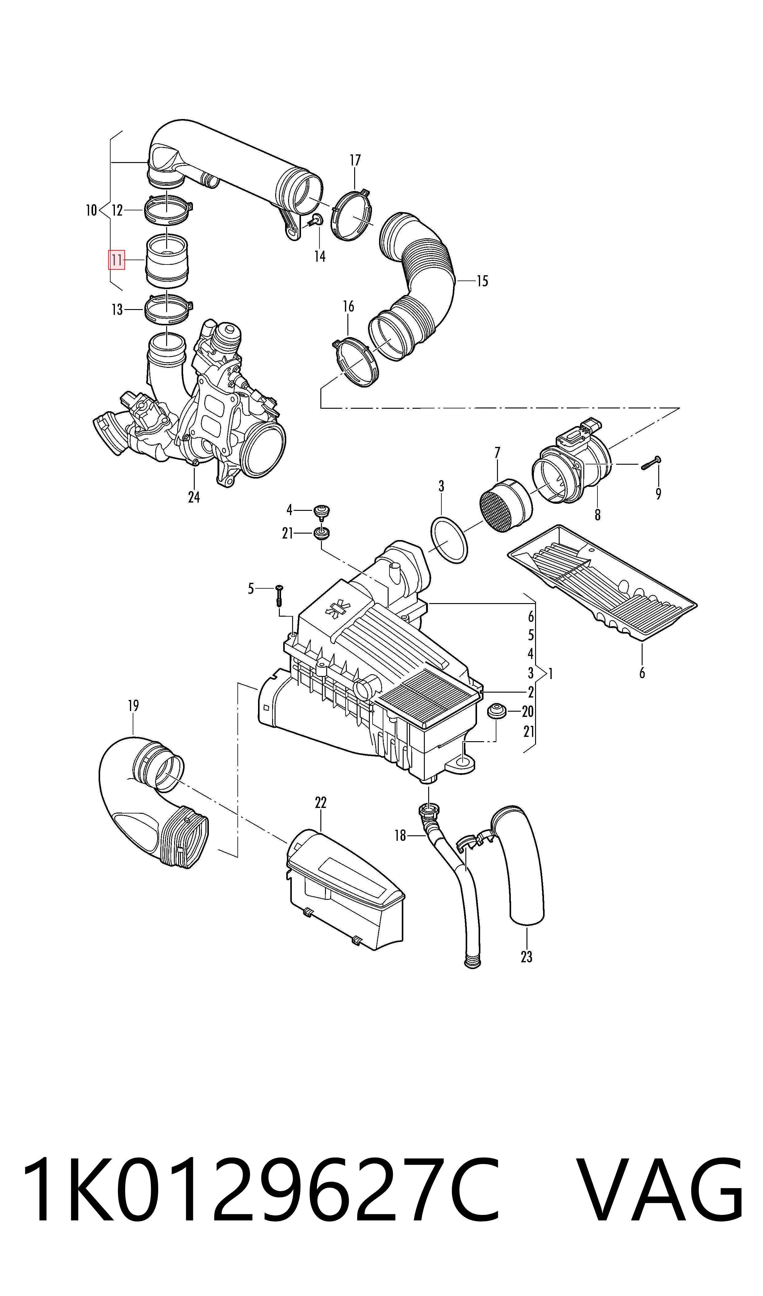 1K0129627C VAG Vedante de turbina, inserto flexível