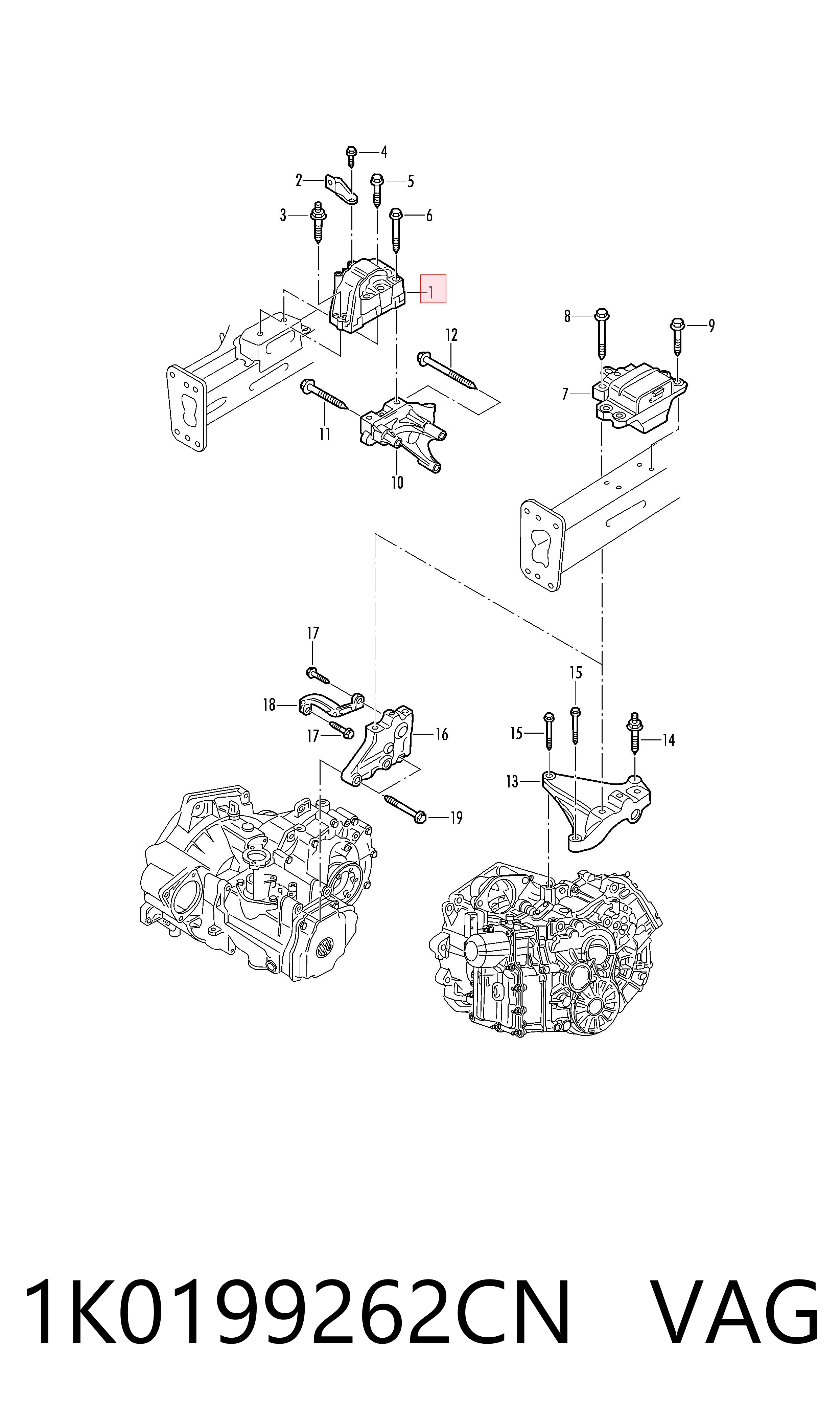 Coxim (suporte) direito de motor VAG 1K0199262CN preço, a partir de 52,78 USD