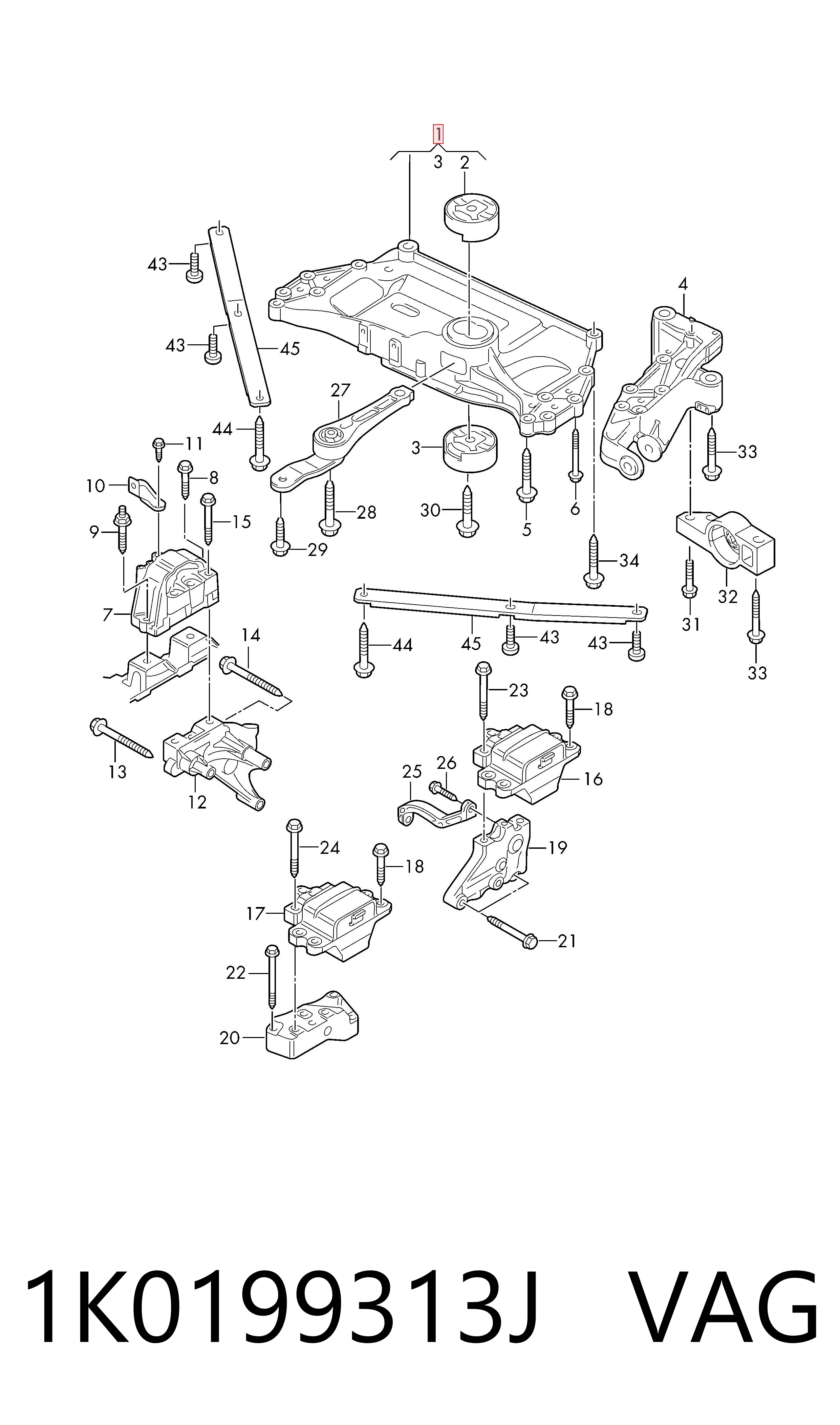 Compre Viga de suspensão dianteira (plataforma veicular) Volkswagen Touran 1