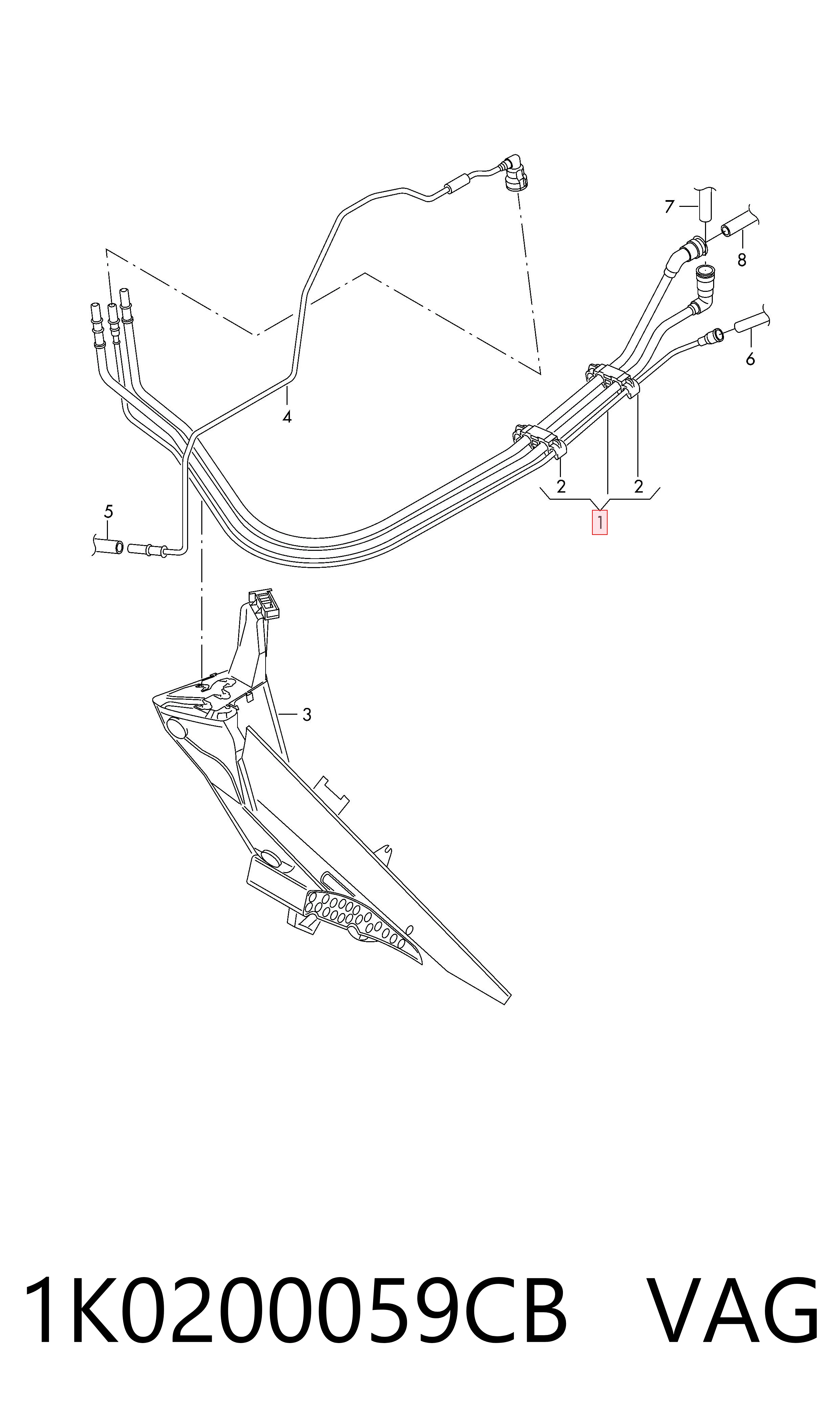 1K0200059CB VAG Cano derivado de ventilação de cárter (de separador de óleo)