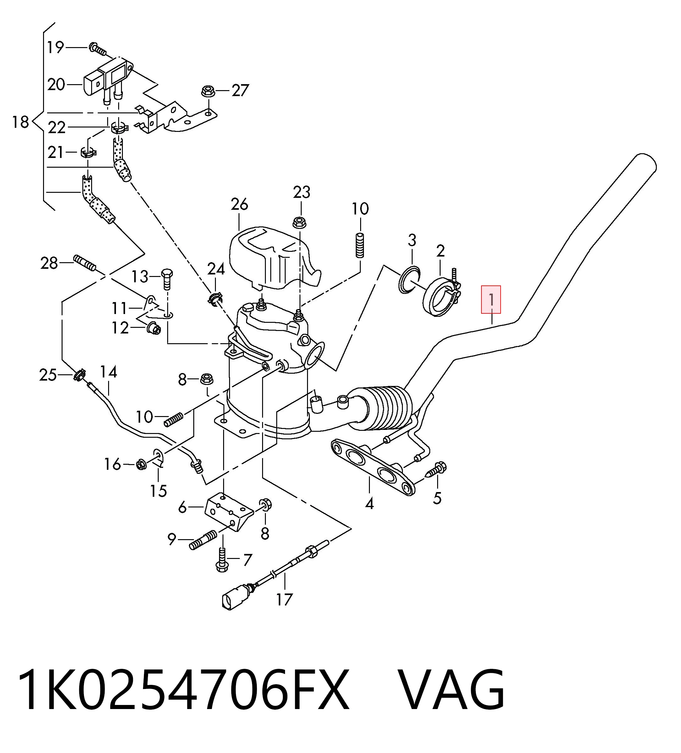 1K0254706FX VAG Silenciador, parte dianteira