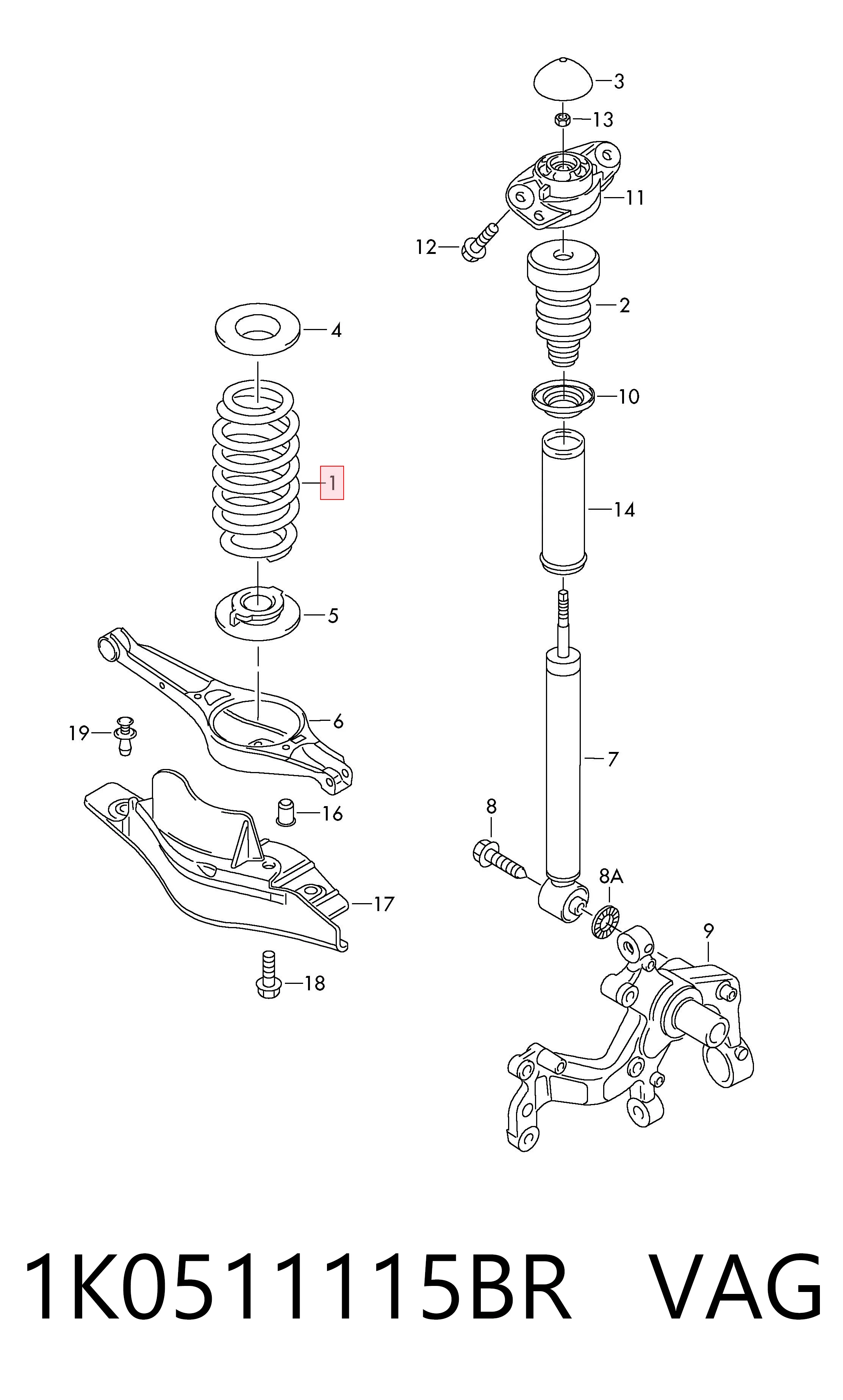 1K0511115BR VAG Mola traseira