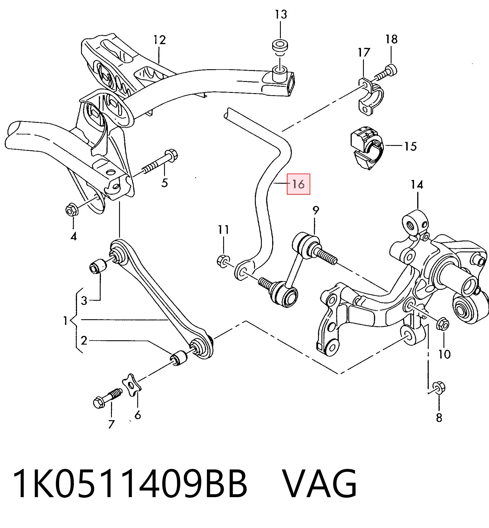  Estabilizador traseiro Seat Altea XL monovolume (5P5, 5P8) (2006 - 2015) XL