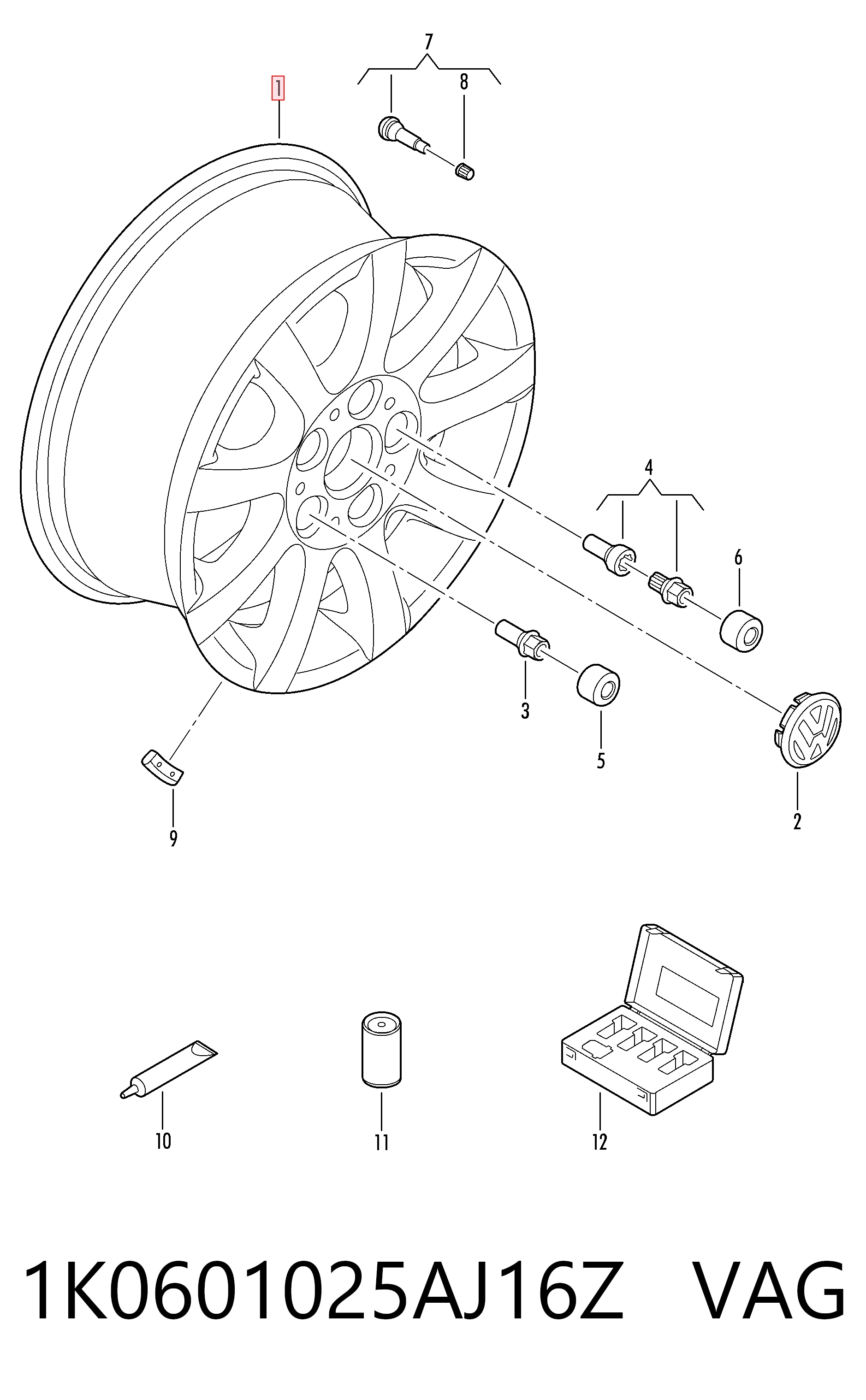 Discos de roda de aleação ligeira (de aleação ligeira, de titânio) para Volkswagen Jetta V 1K2
