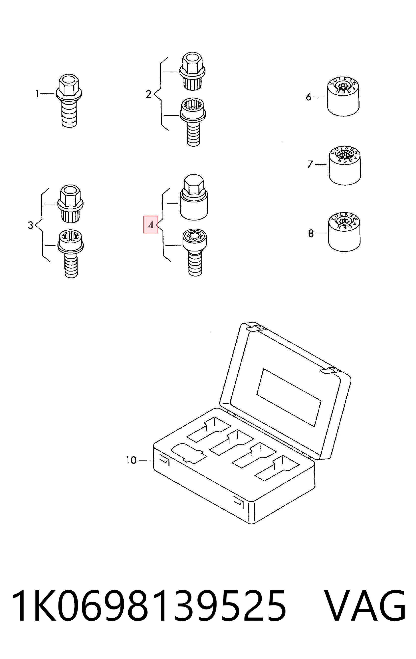 Parafuso de roda KSP02229 KSP
