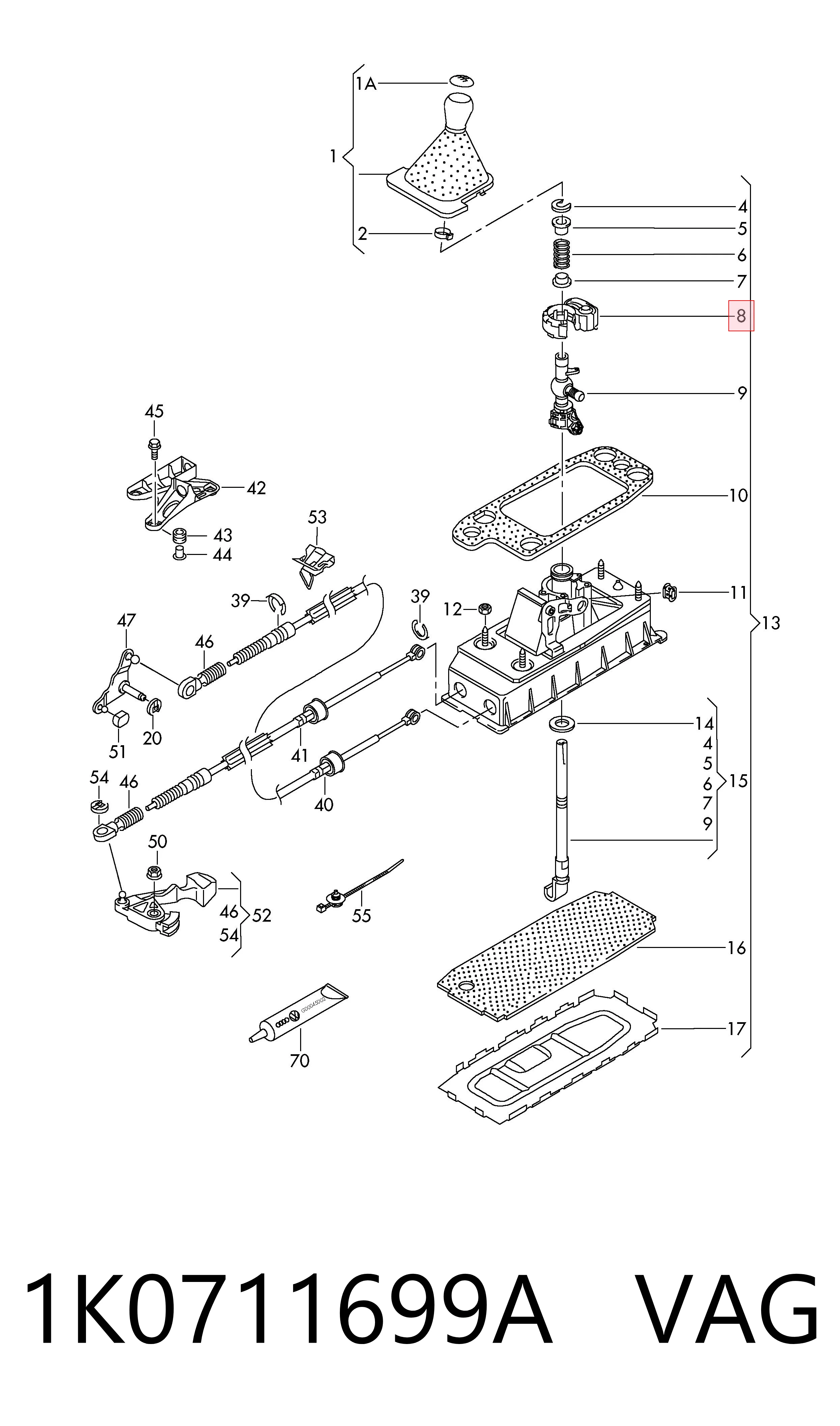 Bucha do mecanismo de mudança (de ligação) para Volkswagen Tiguan BW2, BJ2