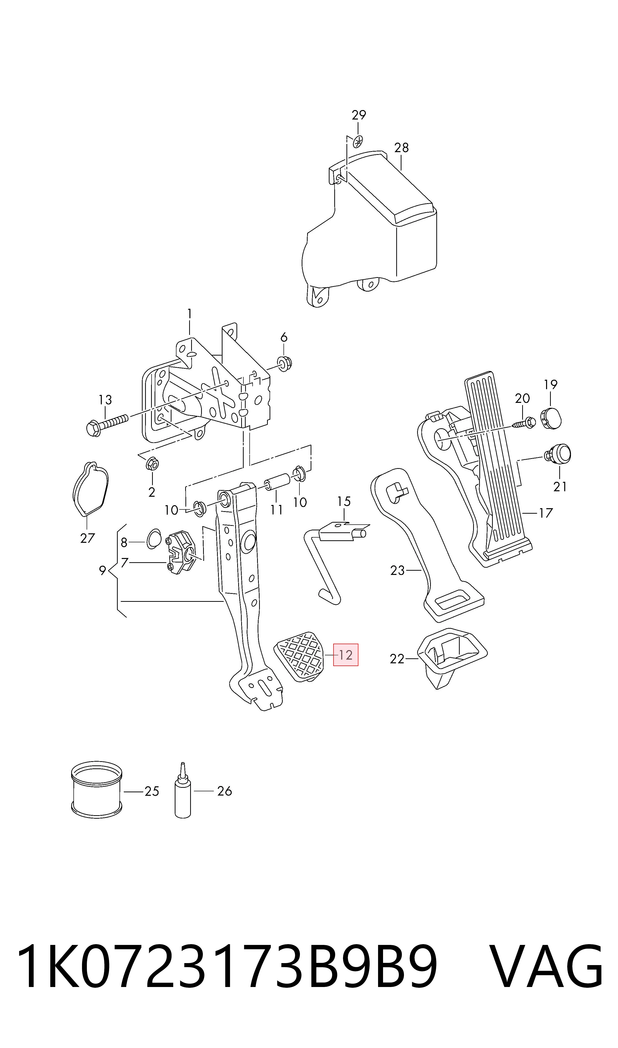 Compre 1K0723173B9B9 VAG Placa sobreposta de pedal do freio