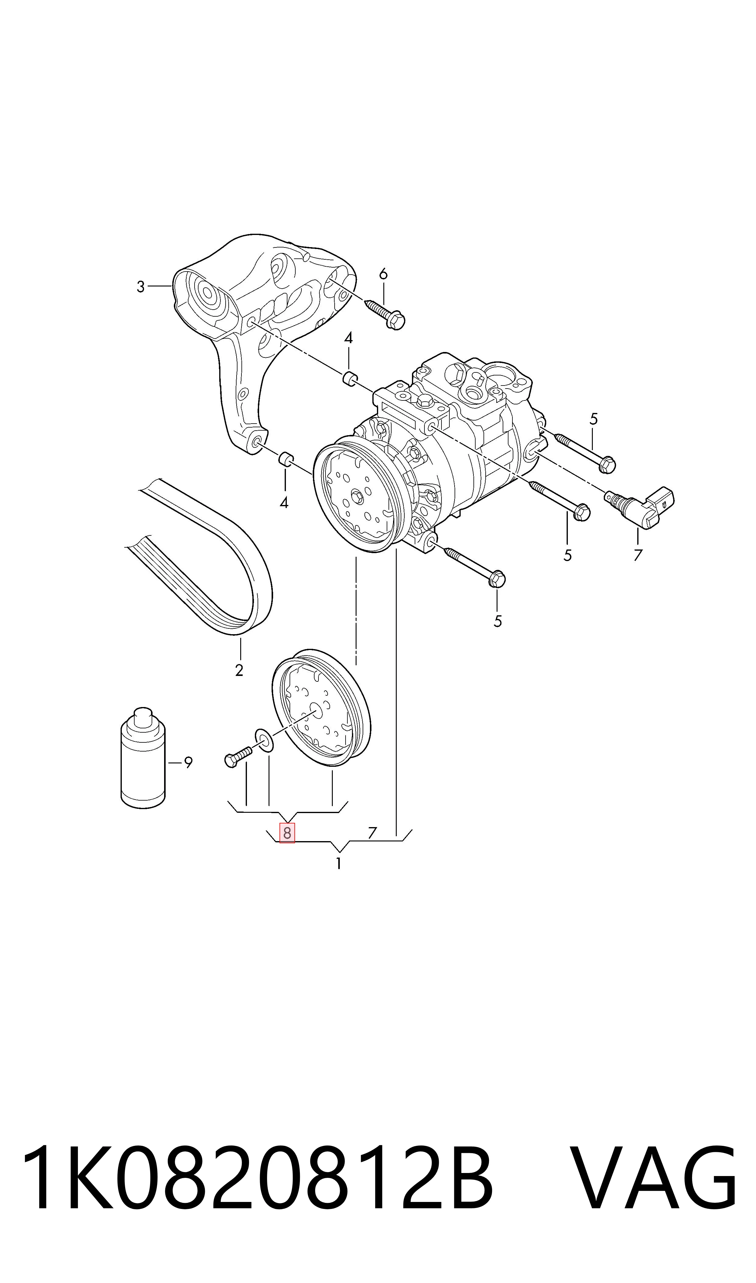 1K0820812B VAG Compressor de aparelho de ar condicionado