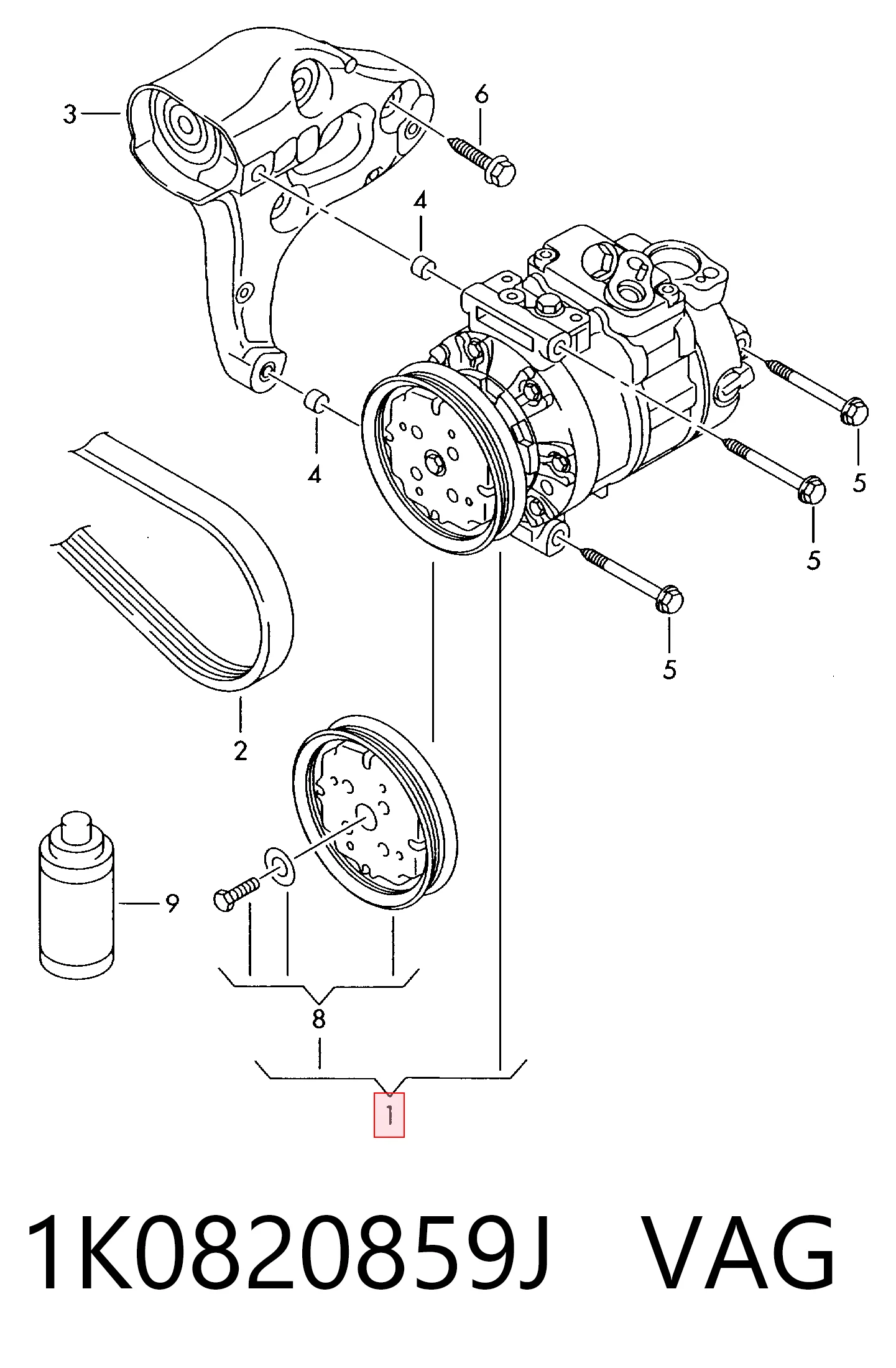 1K0820859J VAG Compressor de aparelho de ar condicionado