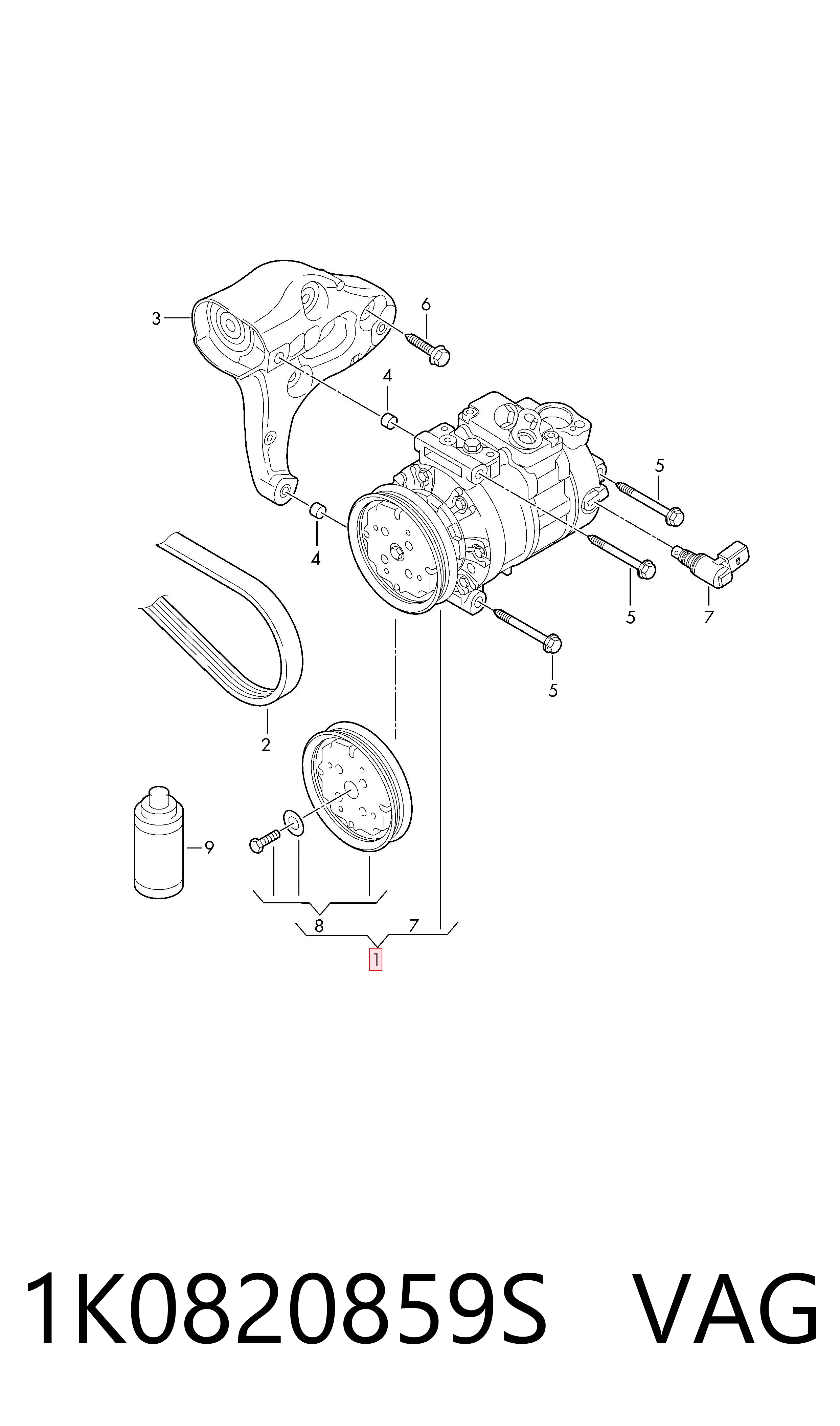 1K0820859S VAG Compressor de aparelho de ar condicionado