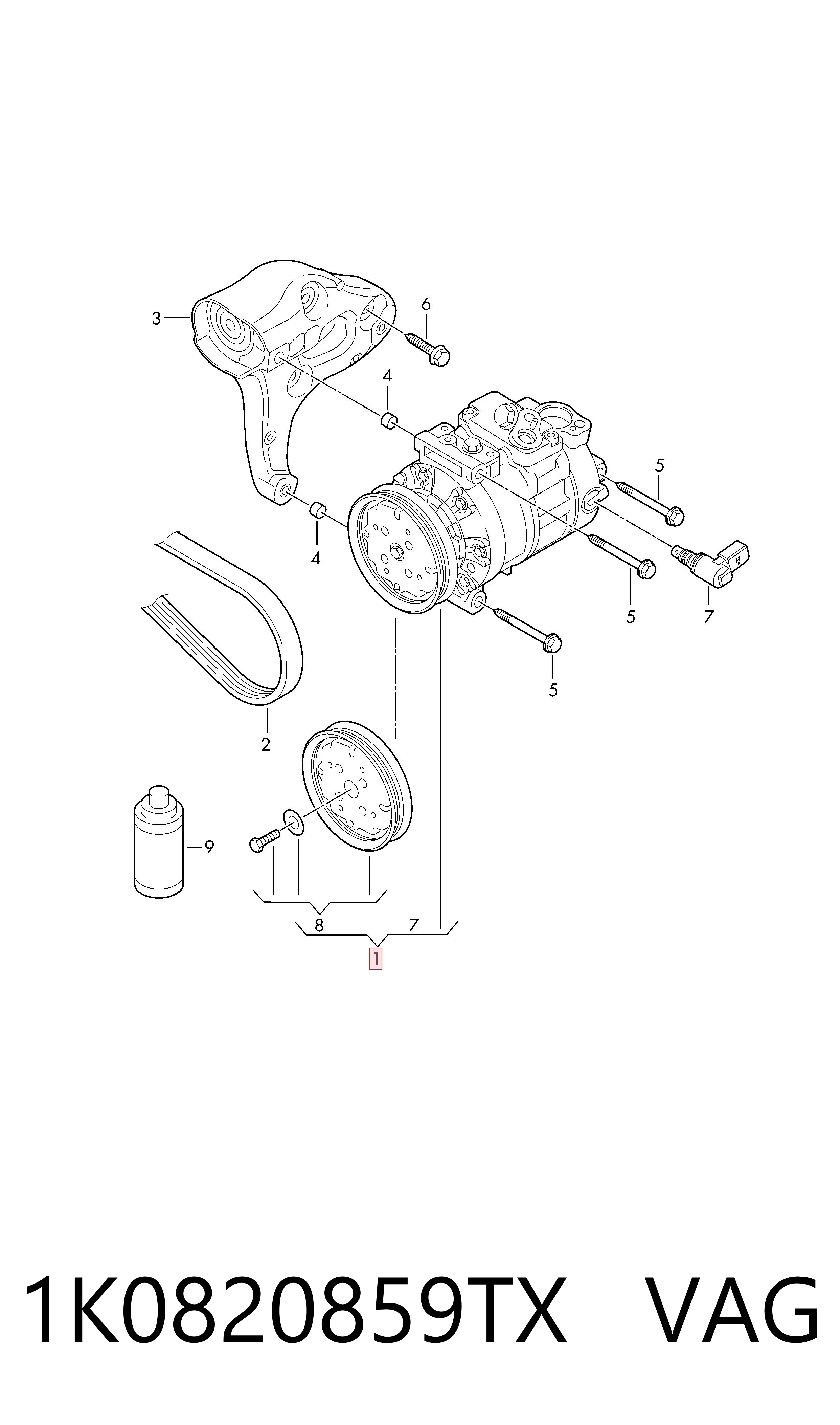1K0820859TX VAG Compressor de aparelho de ar condicionado