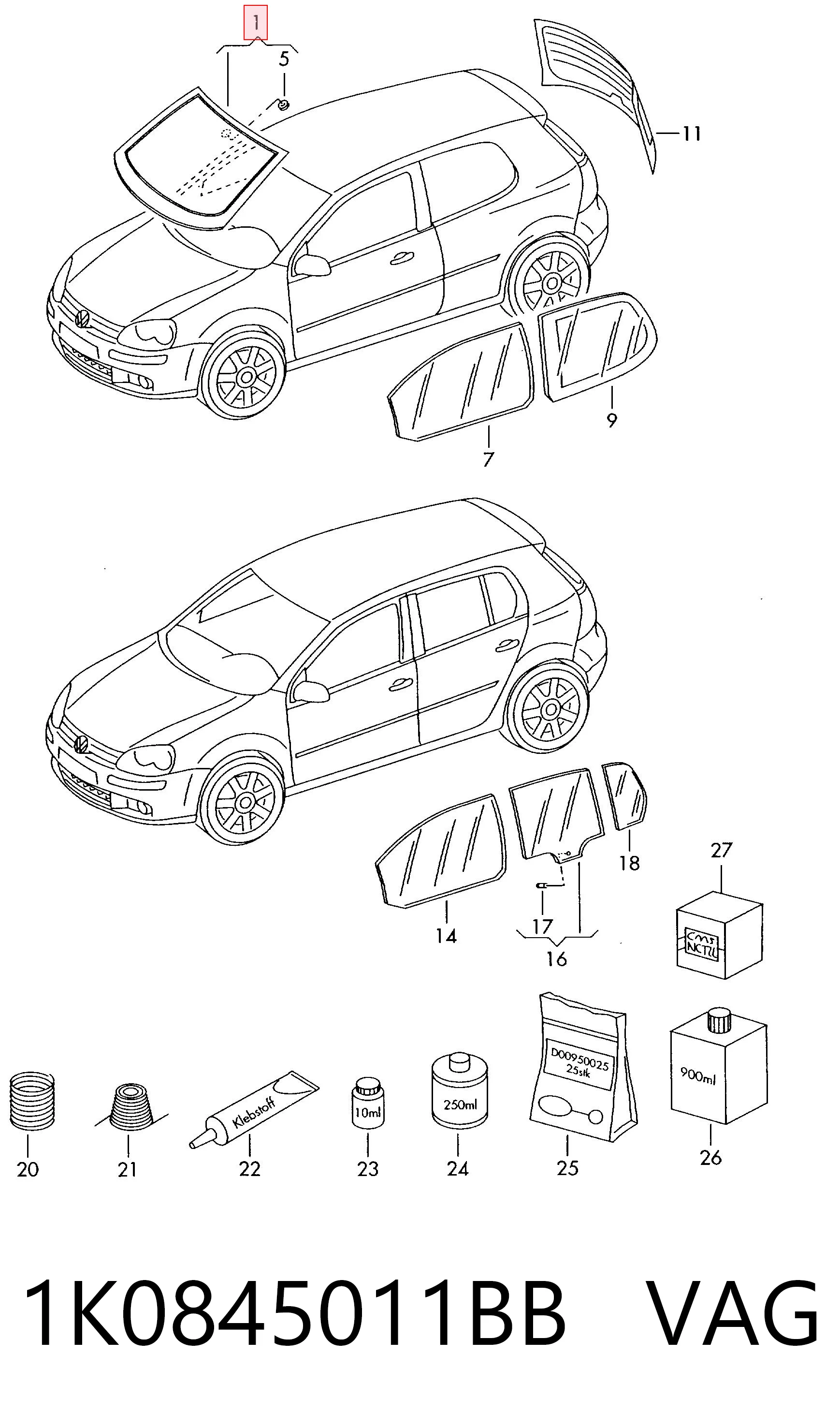 Pára-brisas Volkswagen Golf V 1K1 ao melhor preço