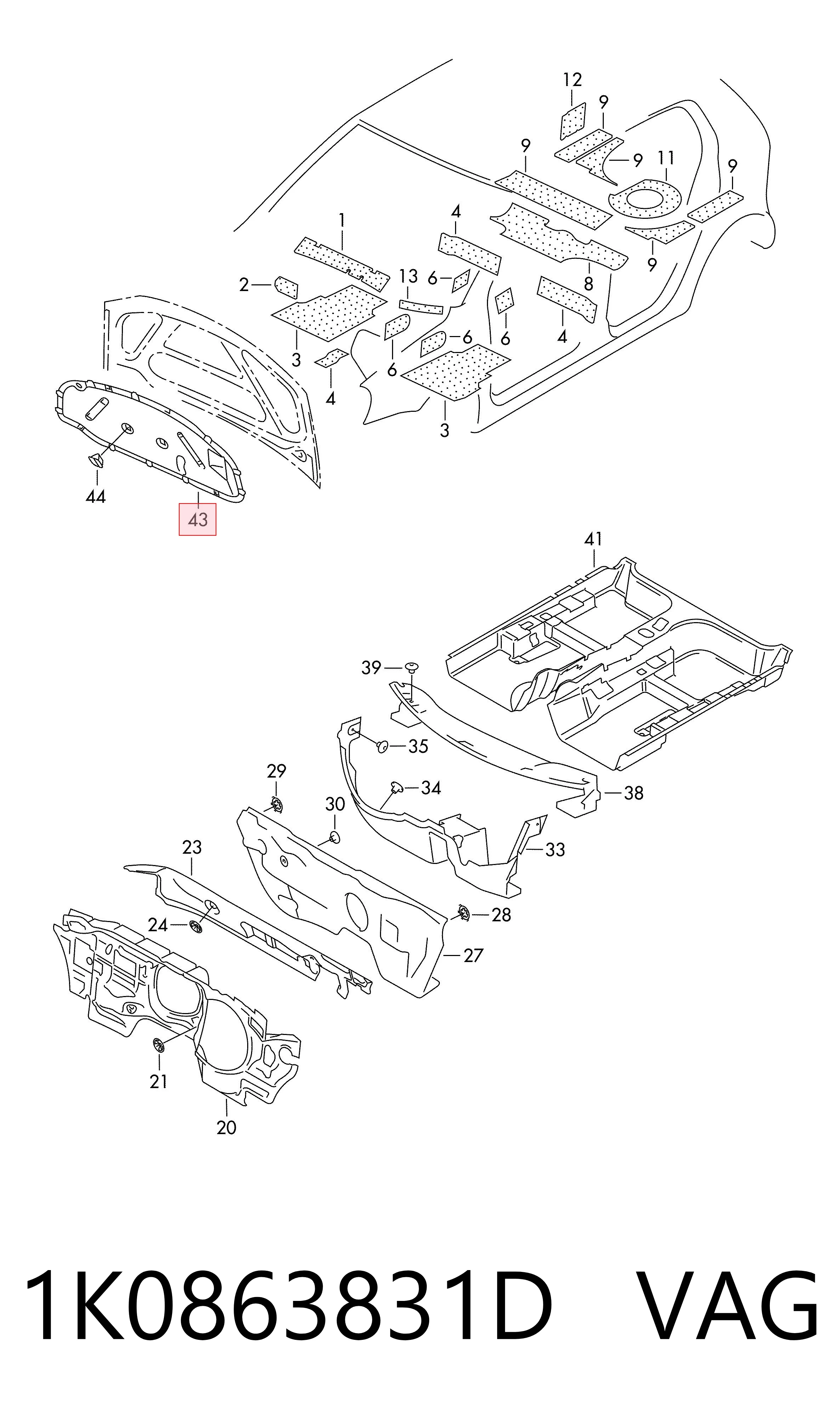 Isolamento de ruído da capota para Volkswagen Jetta V 1K2