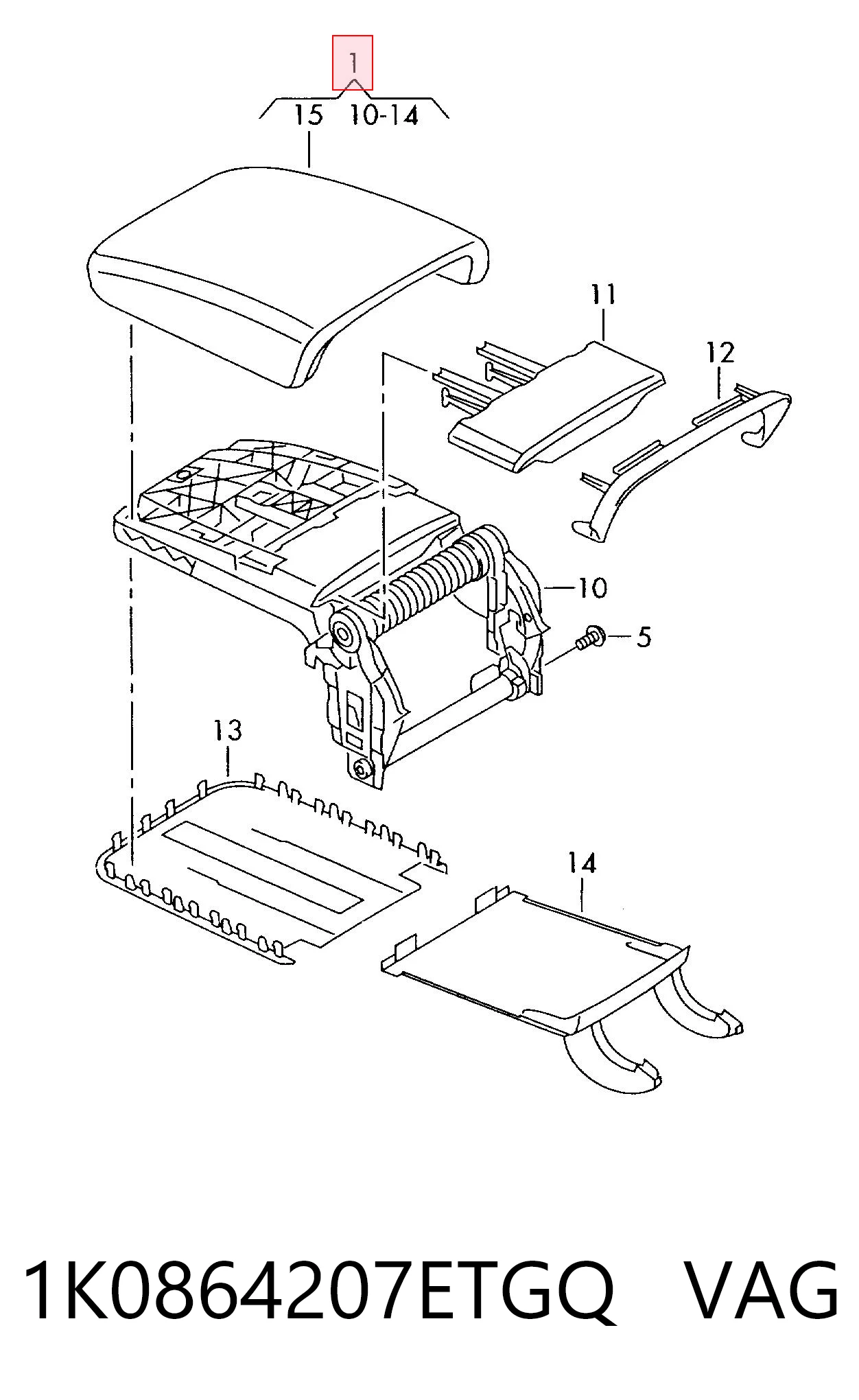 Braço de consola central para Volkswagen Jetta 1K2