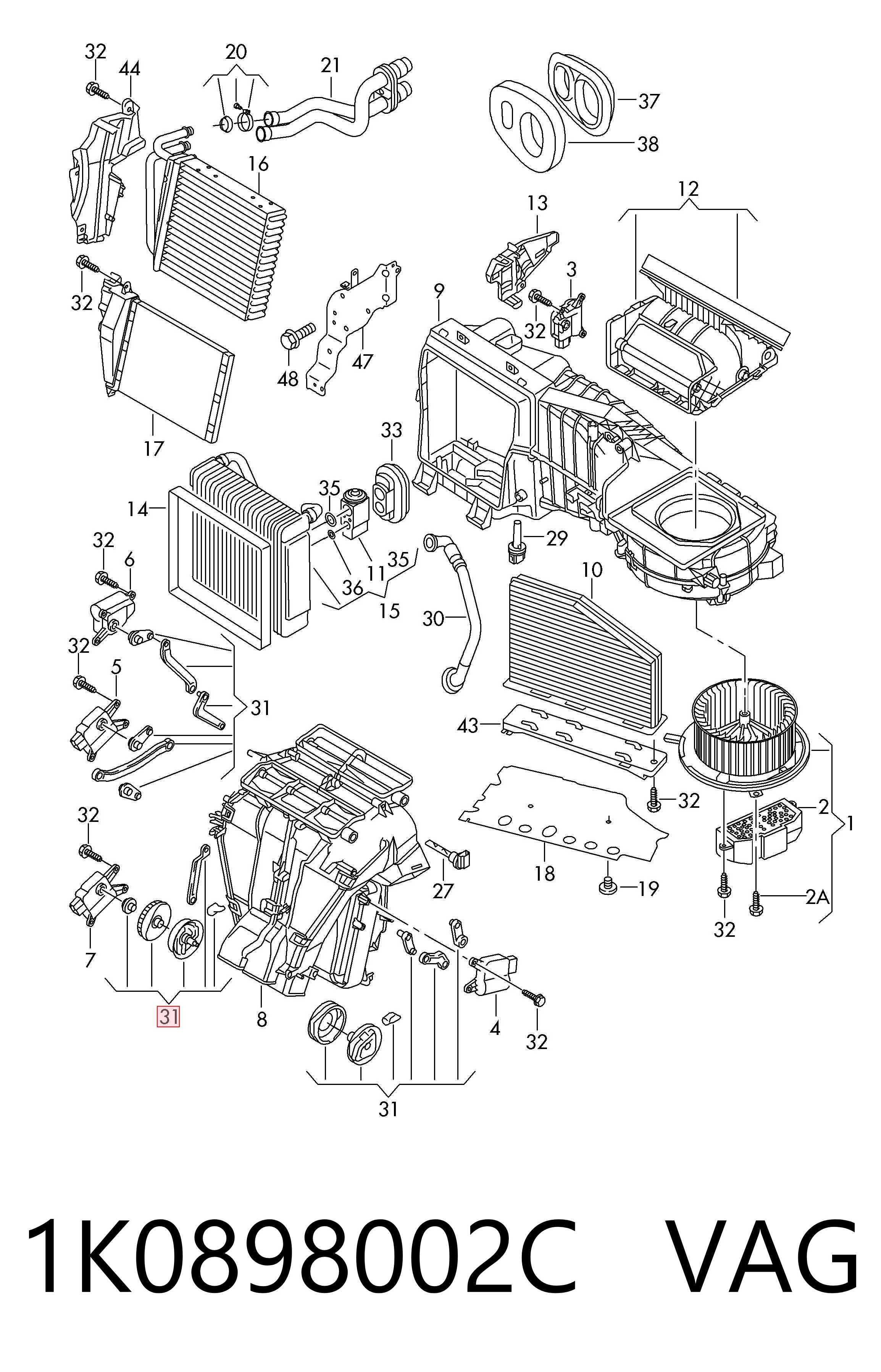 1K0898002C VAG Kit de reparação de válvula de forno (de aquecedor)