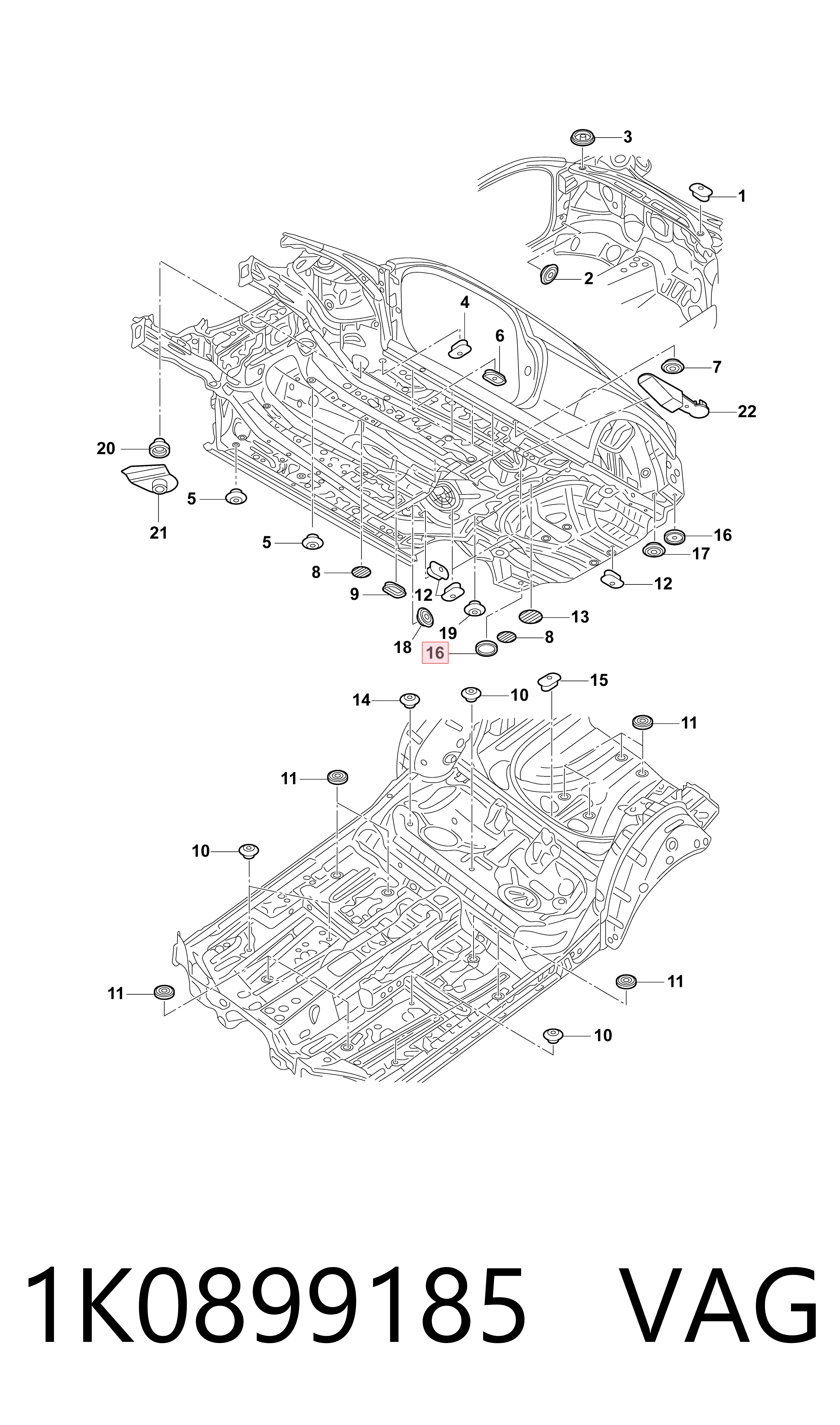  Tampão de fundo de carroçaria Volkswagen Polo V hatchback (6R1, 6C1) (2009 - 2022) V
