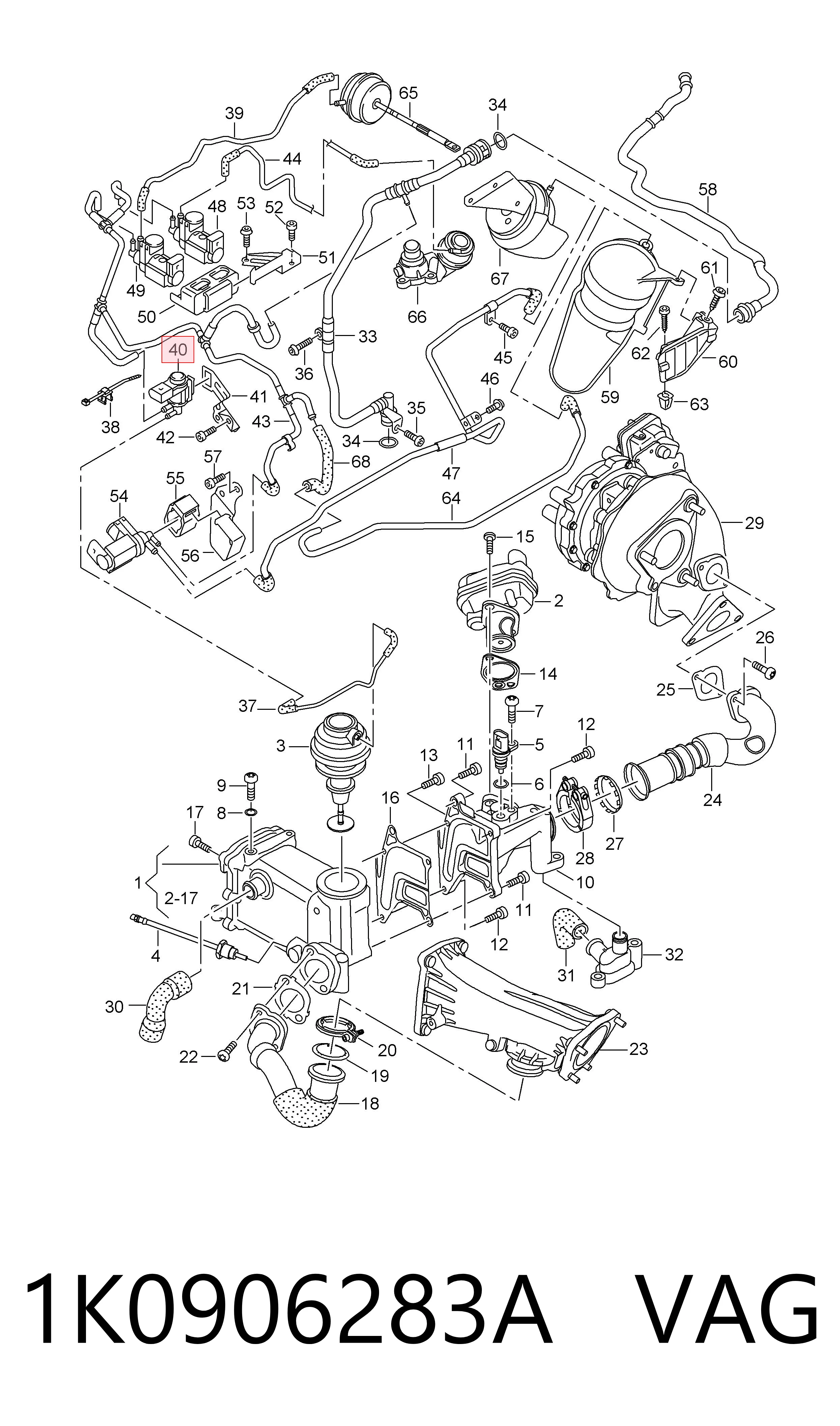1K0906283A VAG Válvula solenoide de controlo de comporta de ar secundário