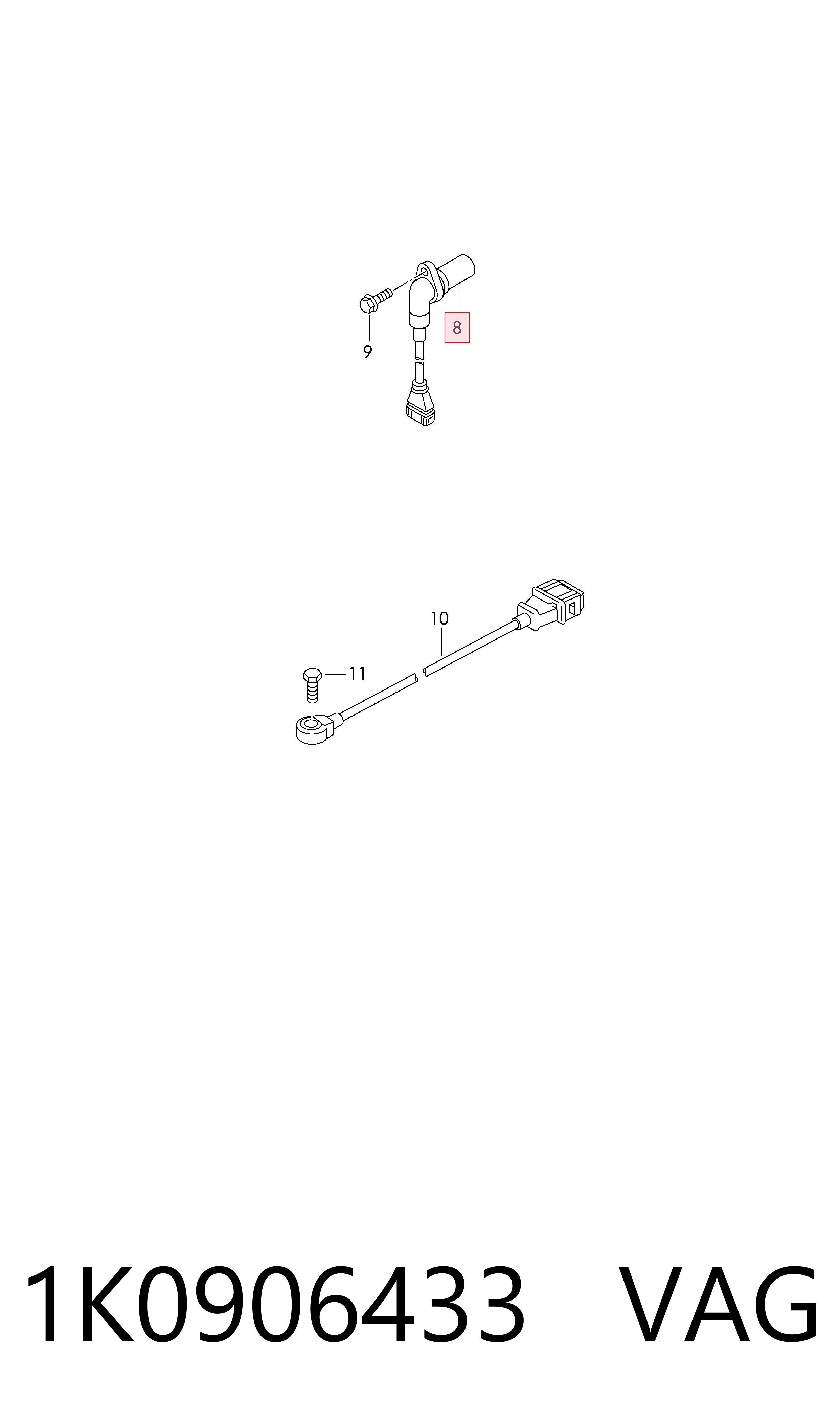 1K0906433 VAG Sensor de posição (de revoluções) de cambota