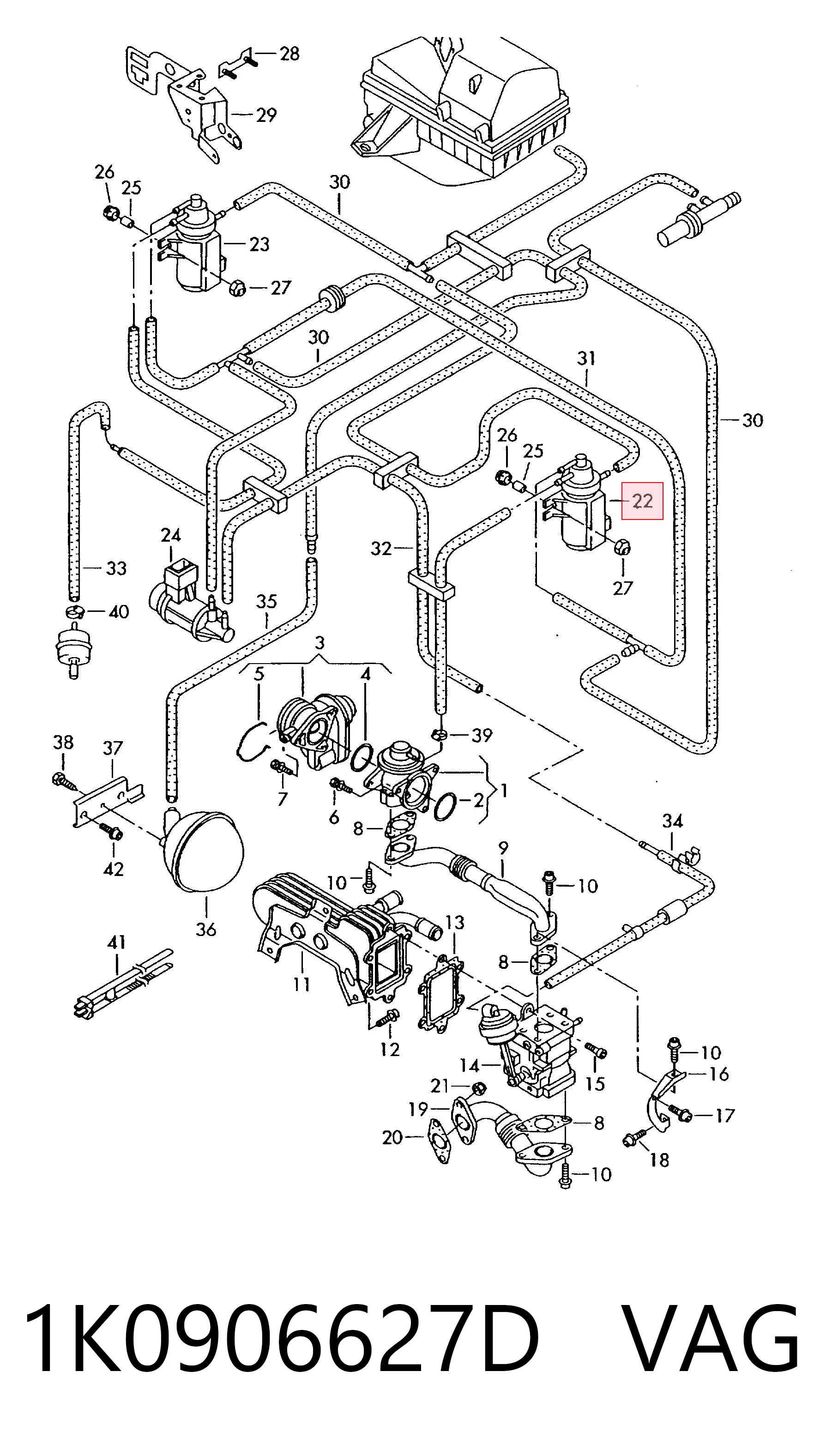 1K0906627D VAG Convertidor de pressão (solenoide) de supercompressão